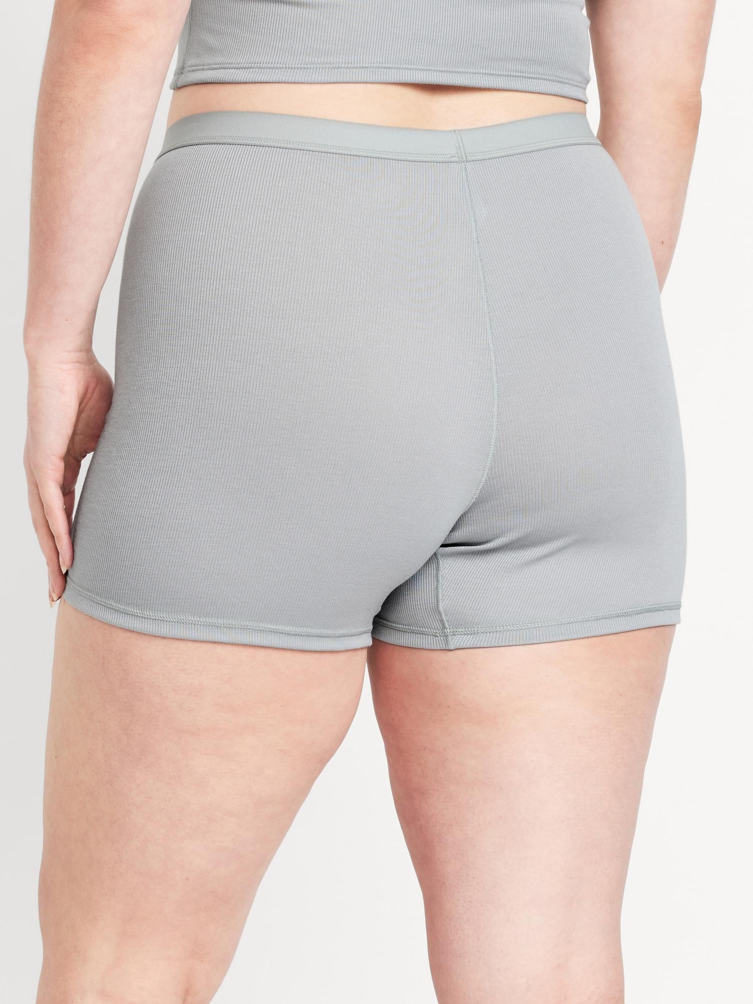 High-Waisted Ribbed Boyshort Briefs -- 3-inch inseam Product Image