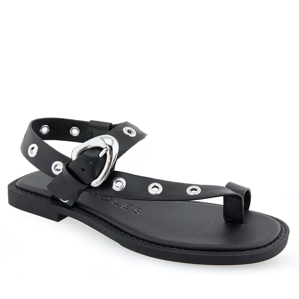 Aerosoles Cedar Women's Asymmetrical Thong Sandals, Size: 8, Black Pu Product Image