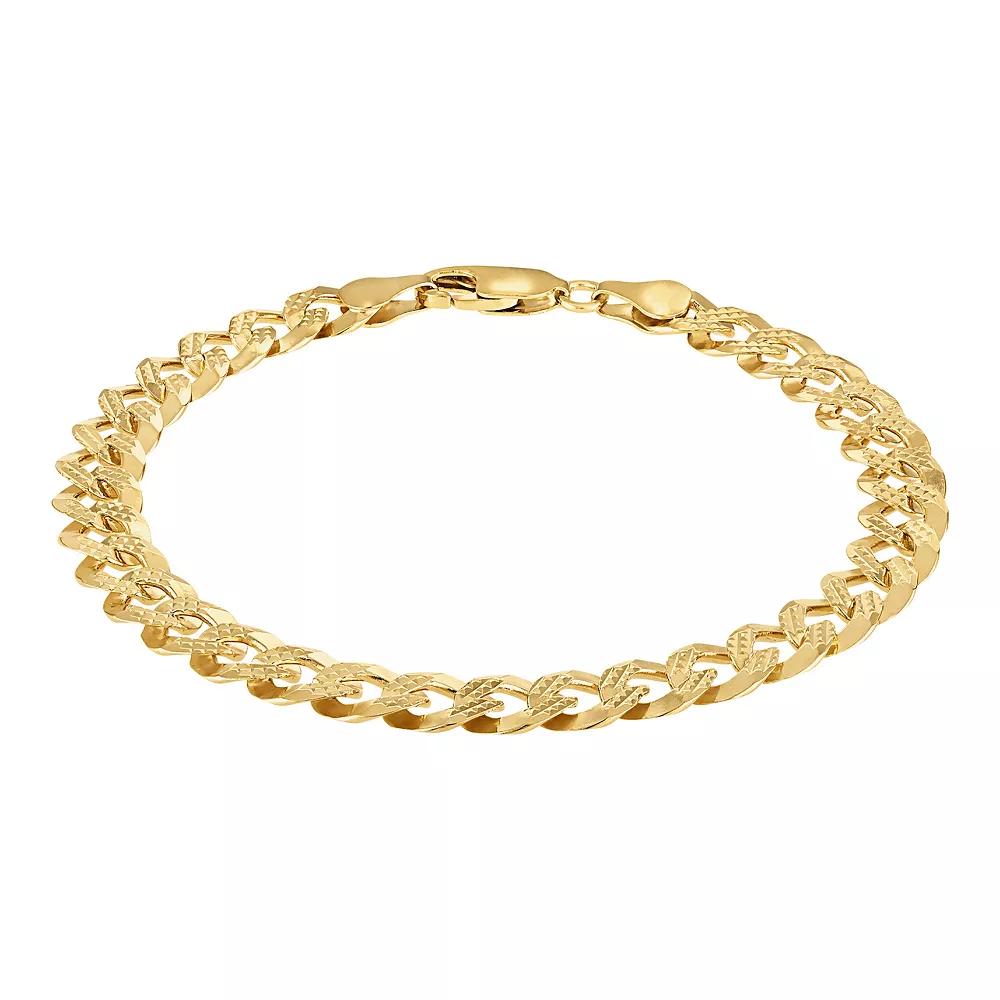 Giorgio di Vicenza 14k Gold Over Silver Textured Curb Chain Bracelet, Men's, Size: 8", Gold Tone Product Image