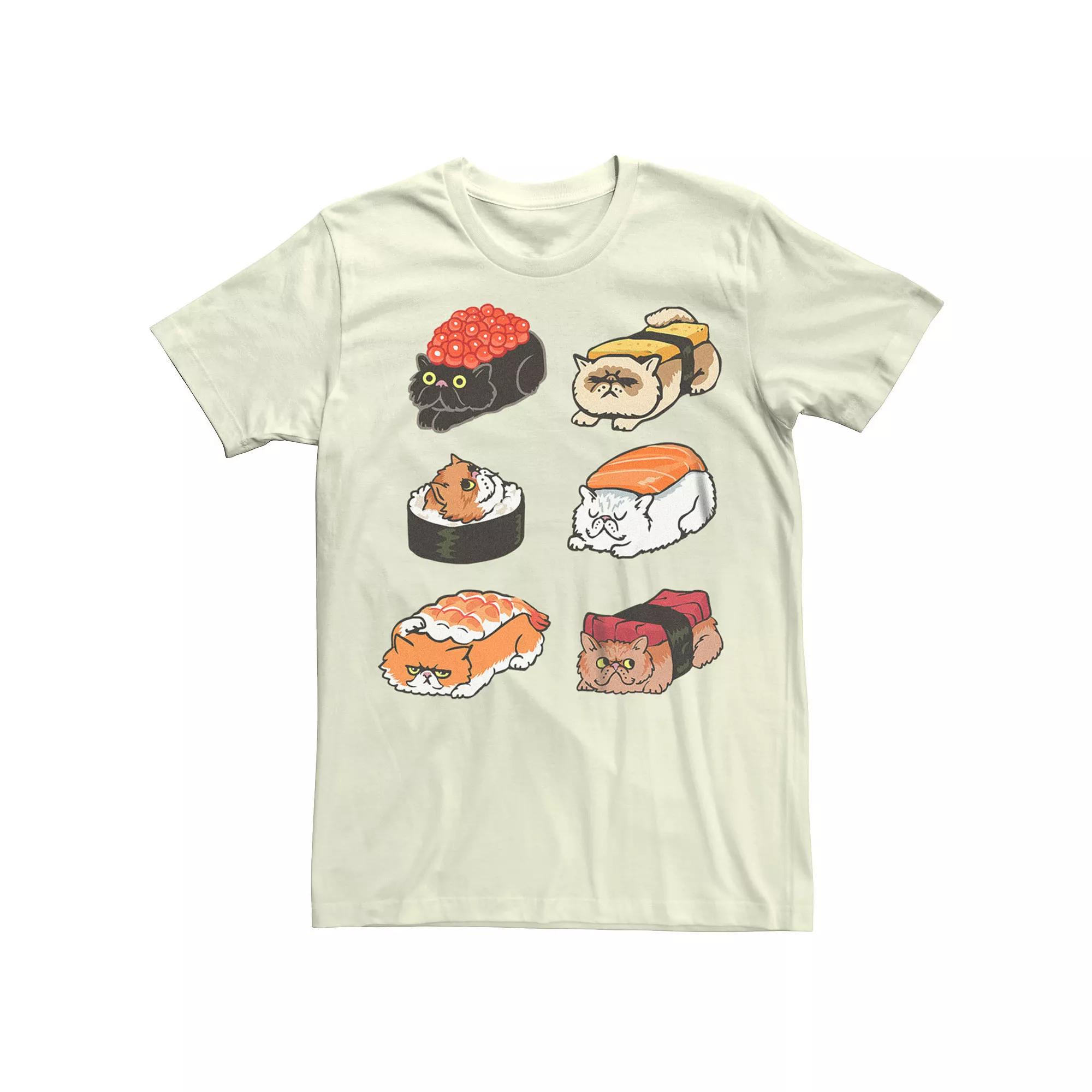 Men's Sushi Persian Cats Graphic Tee, Size: XXL, Light Blue Product Image