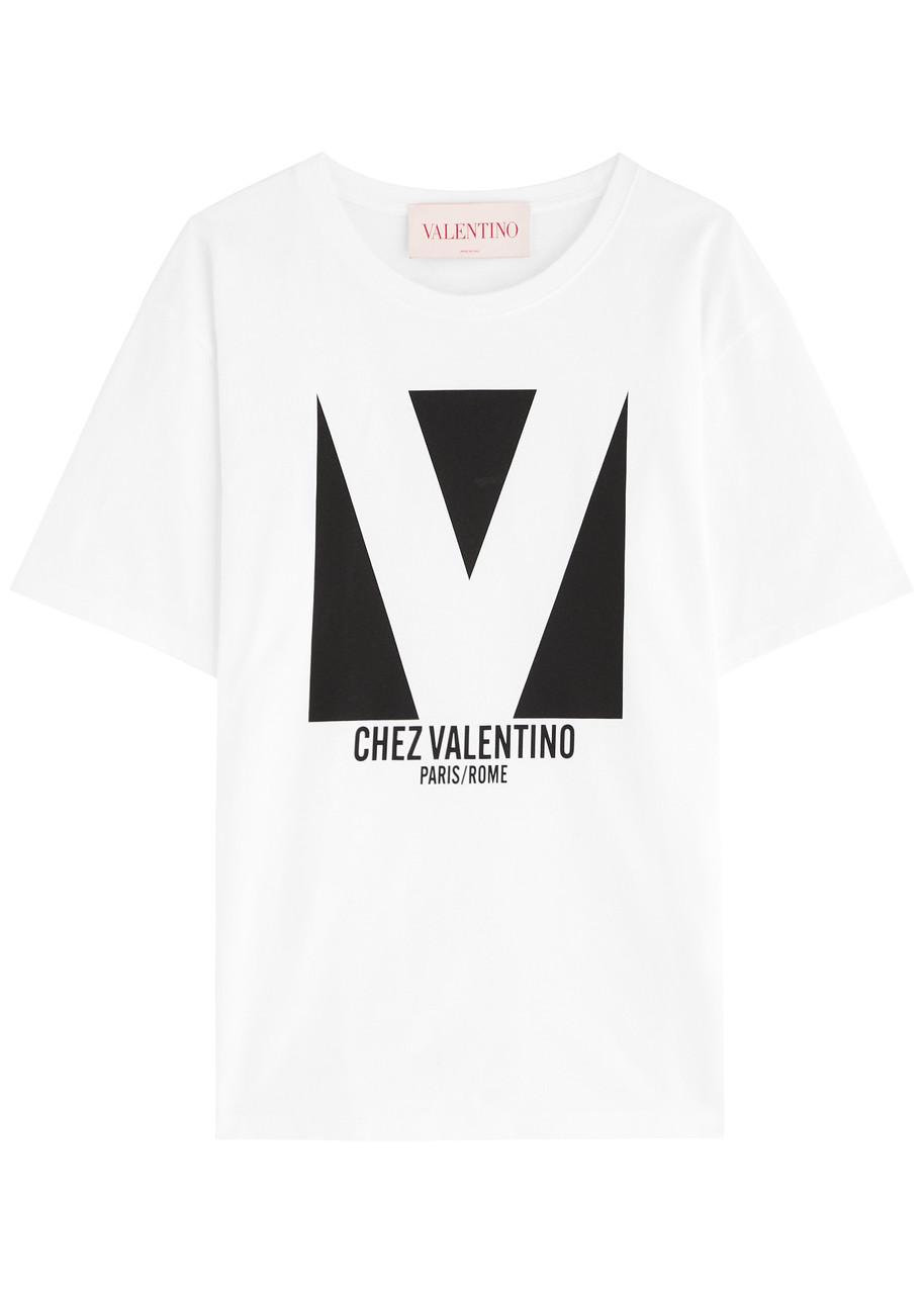 VALENTINO Mens Avorio Logo-print Crew-neck Cotton-jersey T-shirt Product Image