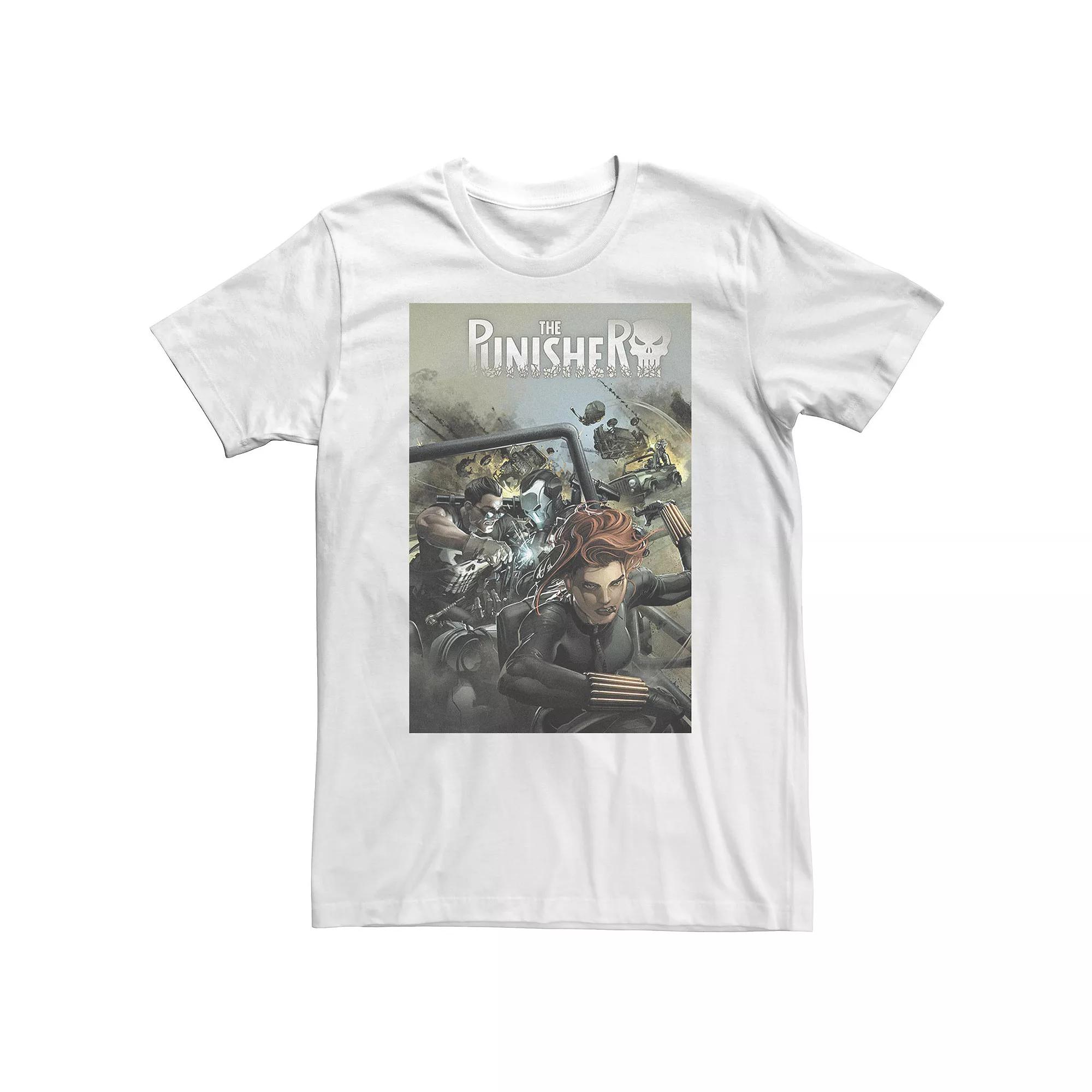 Big & Tall Marvel Punisher Black Widow Comic Cover Tee, Men's, Size: 3XL Tall, White Product Image