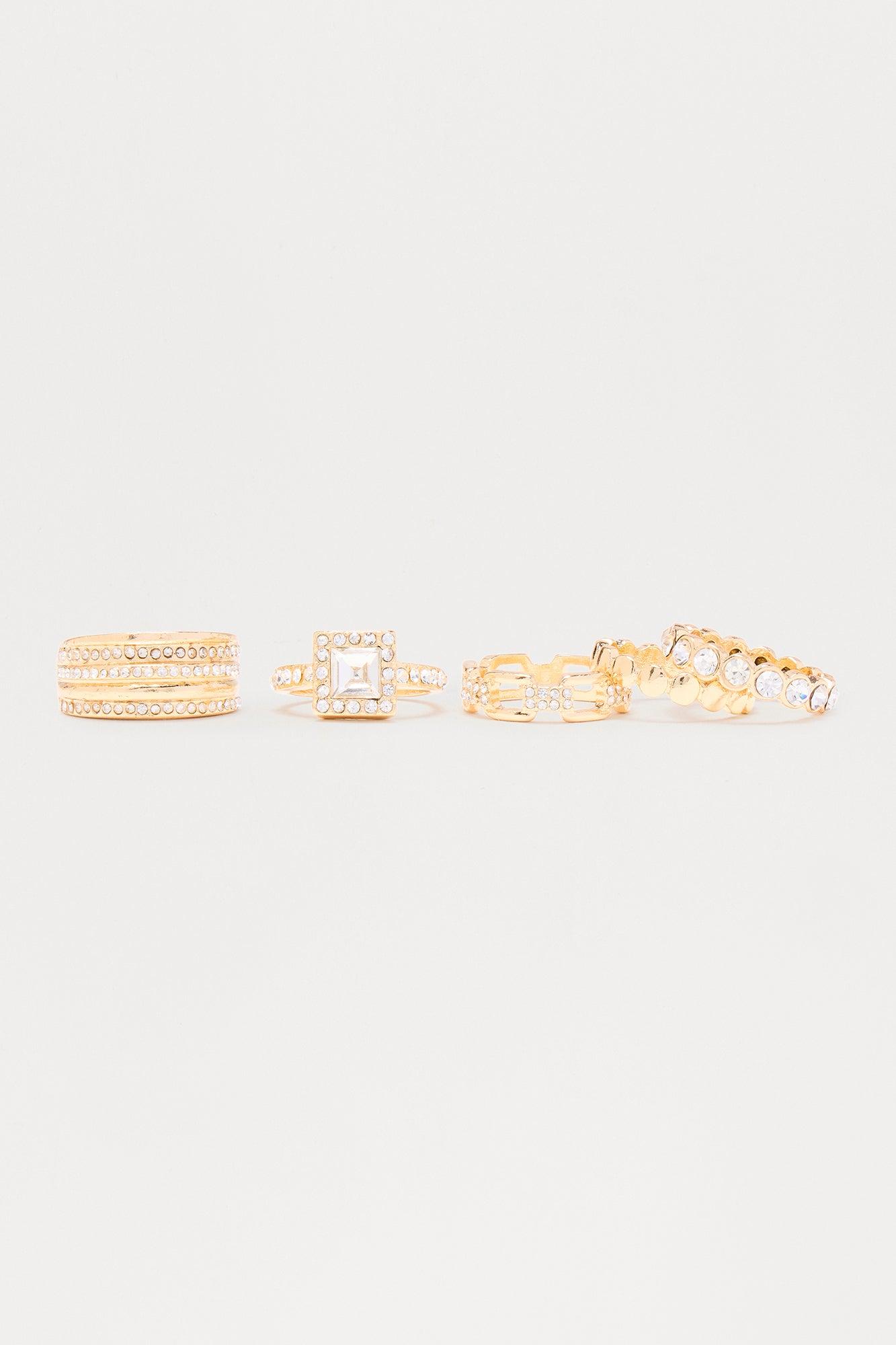 Buy Me That Rhinestone 5 Piece Ring Set - Gold Female Product Image