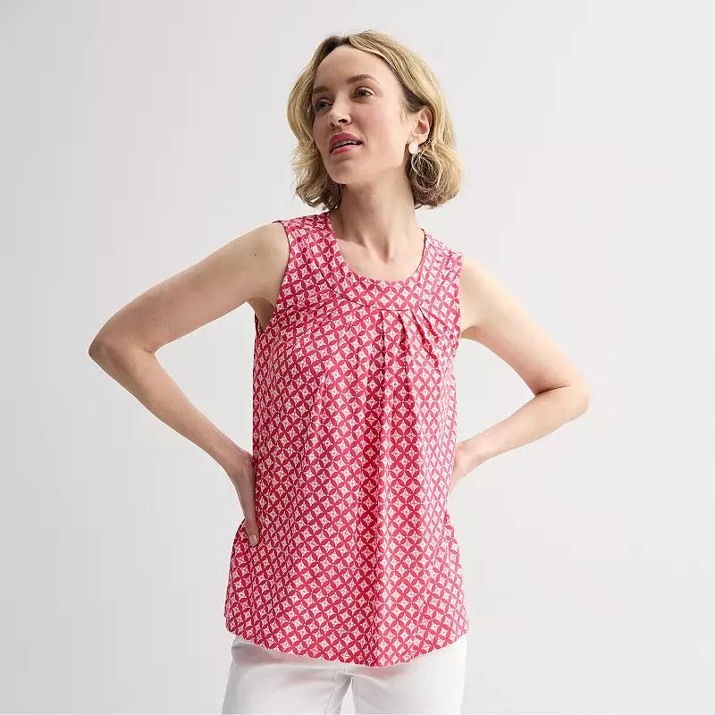 Petite Croft & Barrow® Pleated Tank Top, Women's,  Product Image