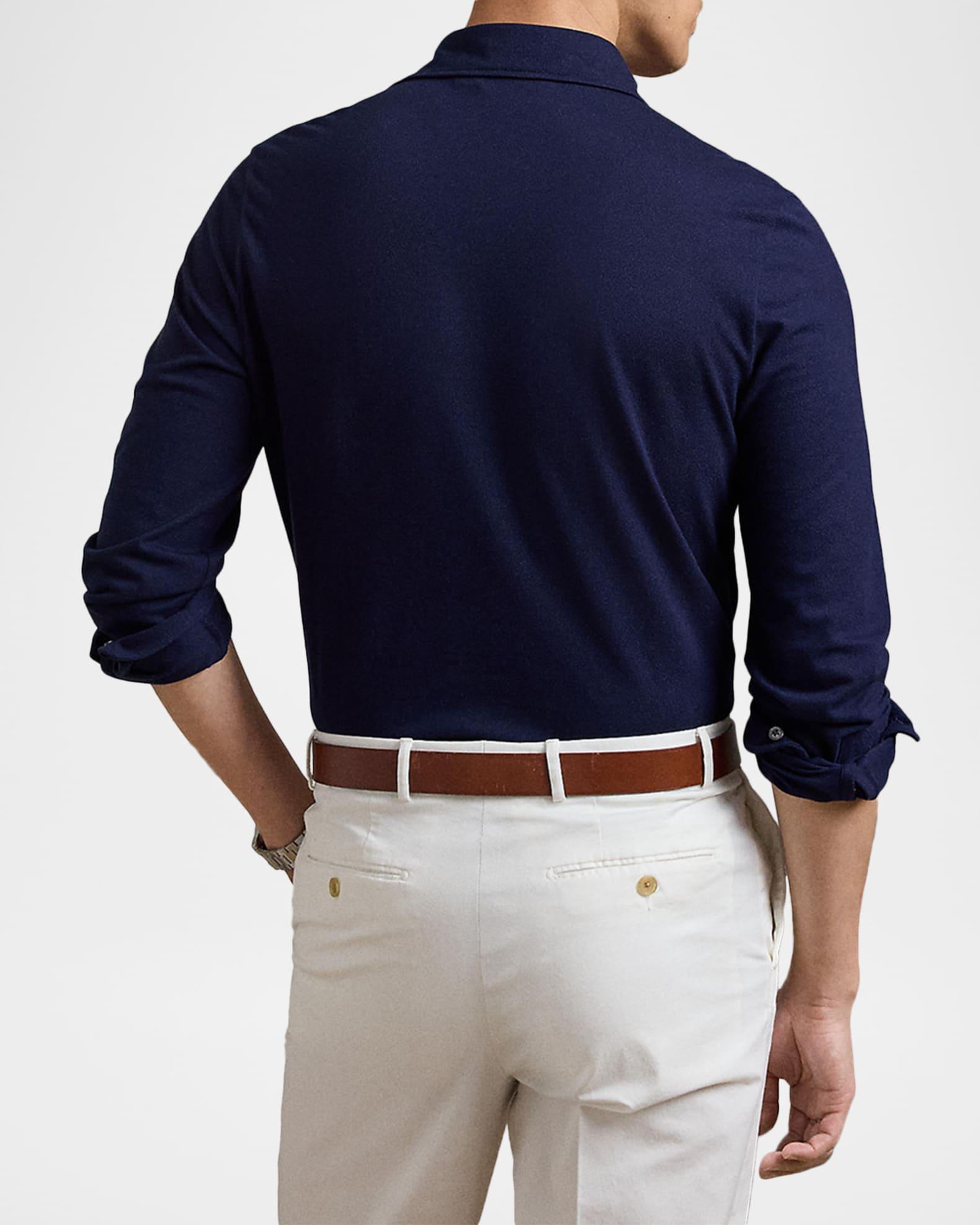 Men's Cotton and Cashmere Long-Sleeve Polo Shirt Product Image