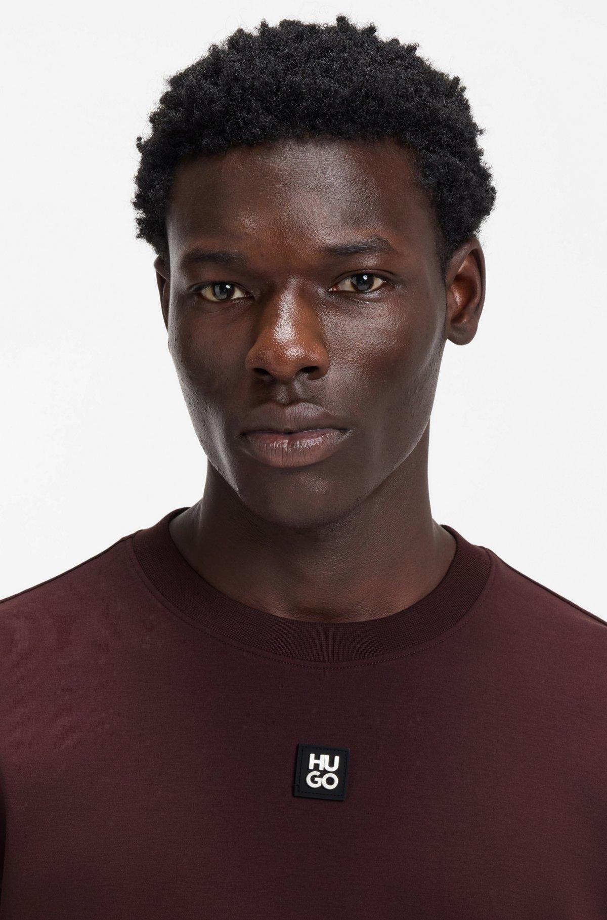 Interlock-cotton T-shirt with metallic stacked-logo badge Product Image