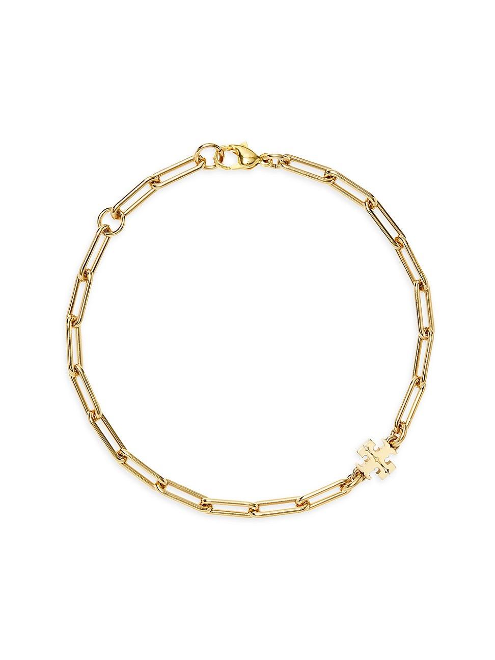 Womens Good Luck 18K-Gold-Plated Logo Chain Bracelet Product Image