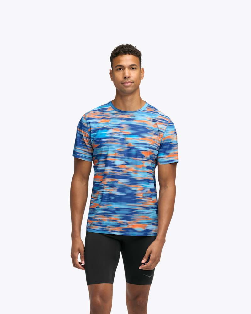 HOKA Mens Airolite Short Sleeve 2.0 Shirt in Blue Blurredium Product Image