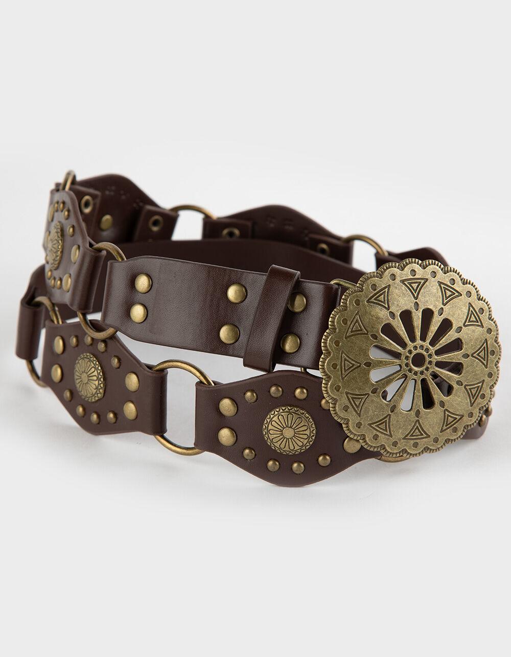 Western Ring Buckle Belt - BROWN Product Image