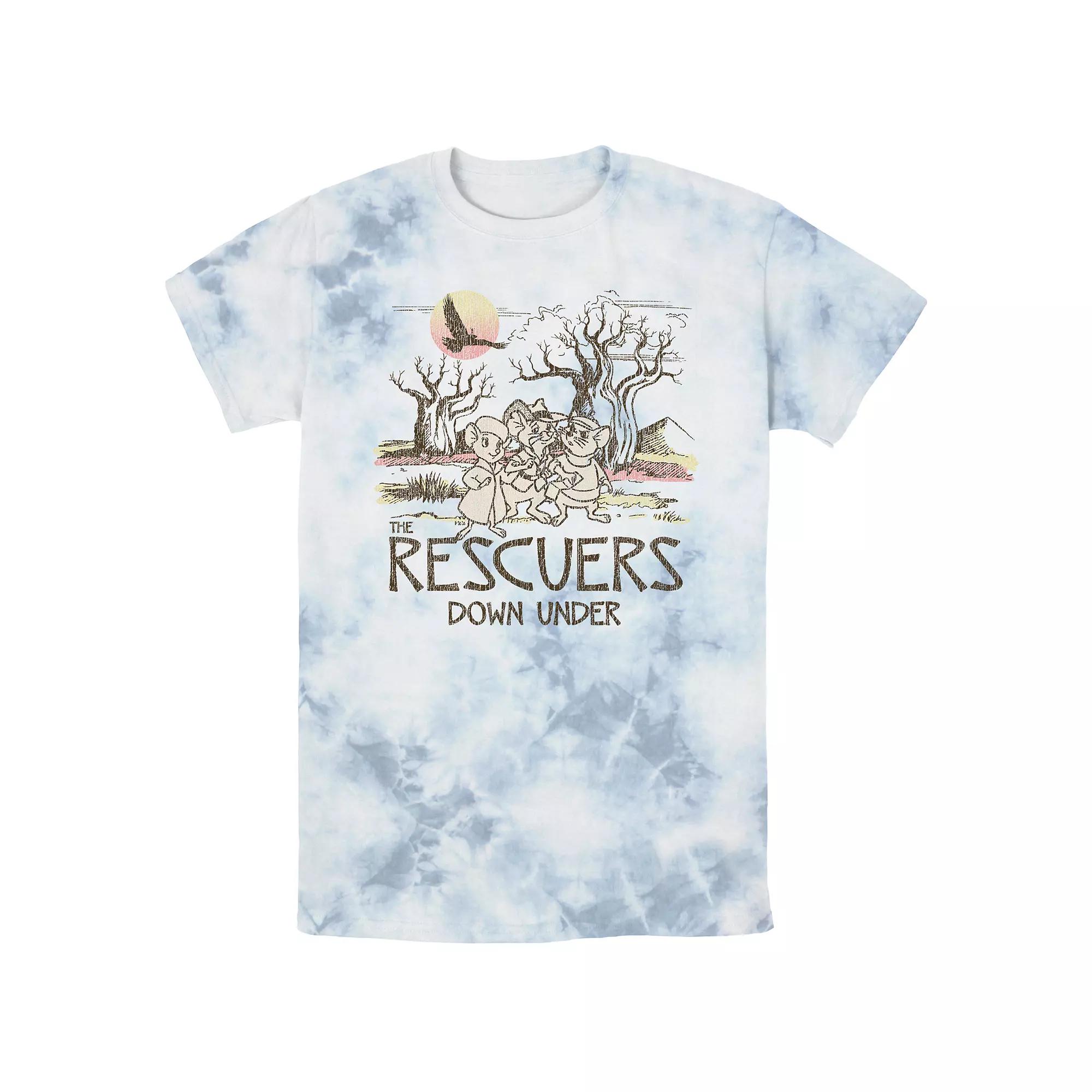 Disney's Rescuers Down Under Men's Adventure Mice Bombard Wash Graphic Tee, Size: Large, White Blue Product Image