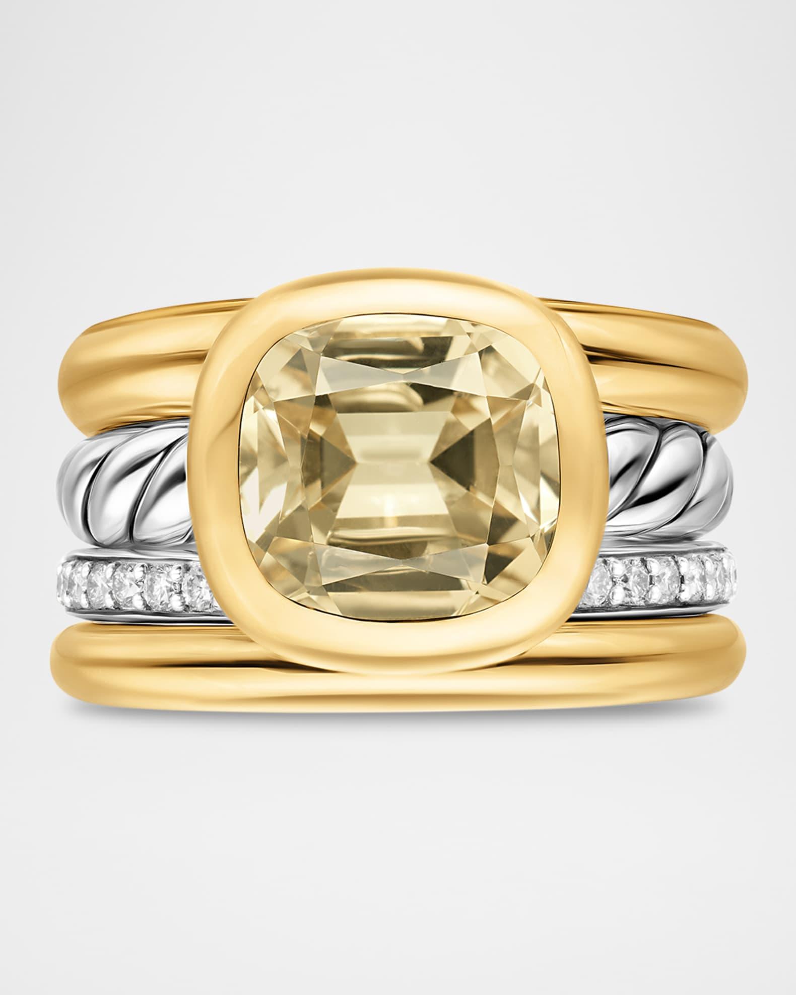 DY Mercer 4 Row Stone Ring with Diamonds in Silver and 18K Gold Product Image