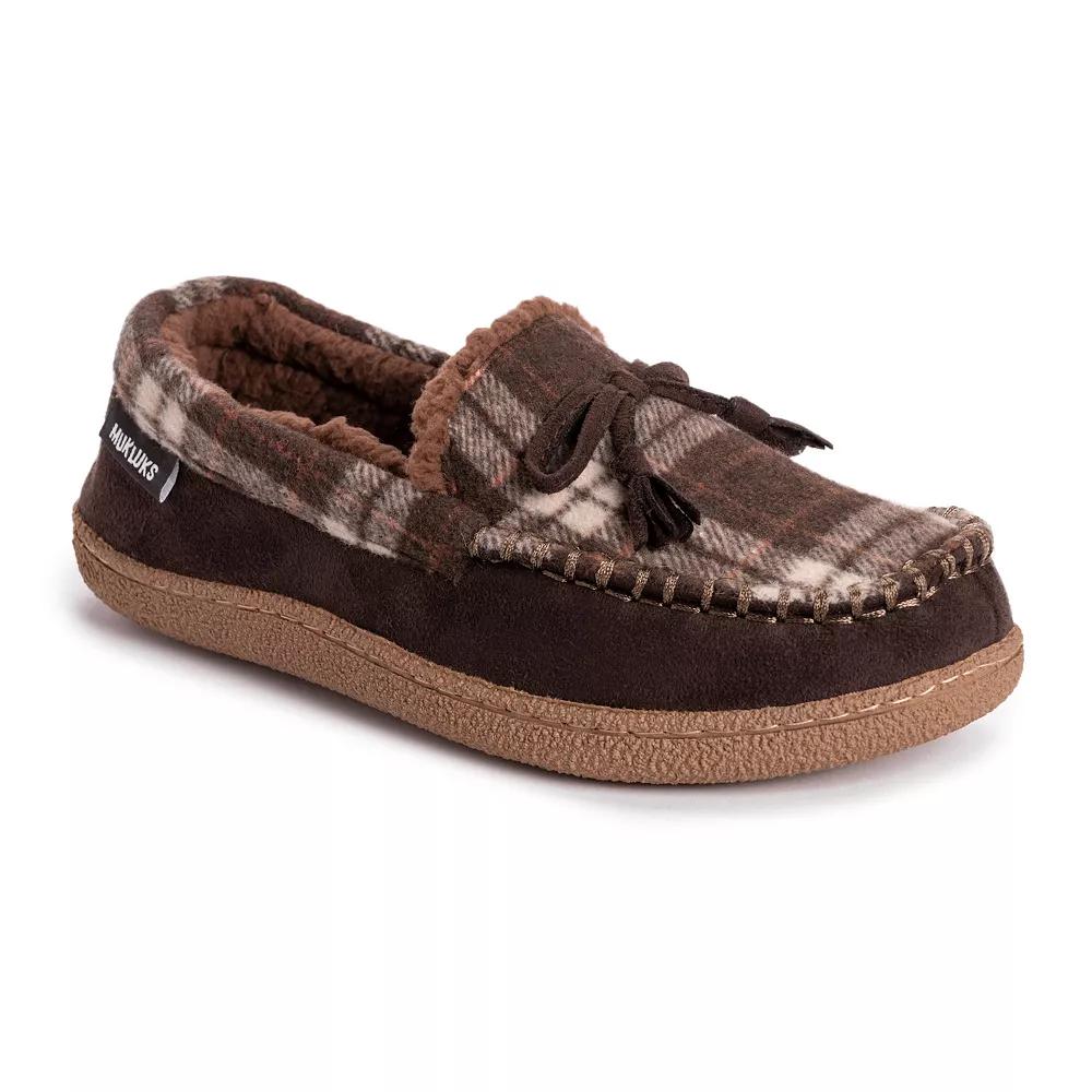 MUK LUKS Tanver Plaid Men's Moccasin Slippers,  Product Image
