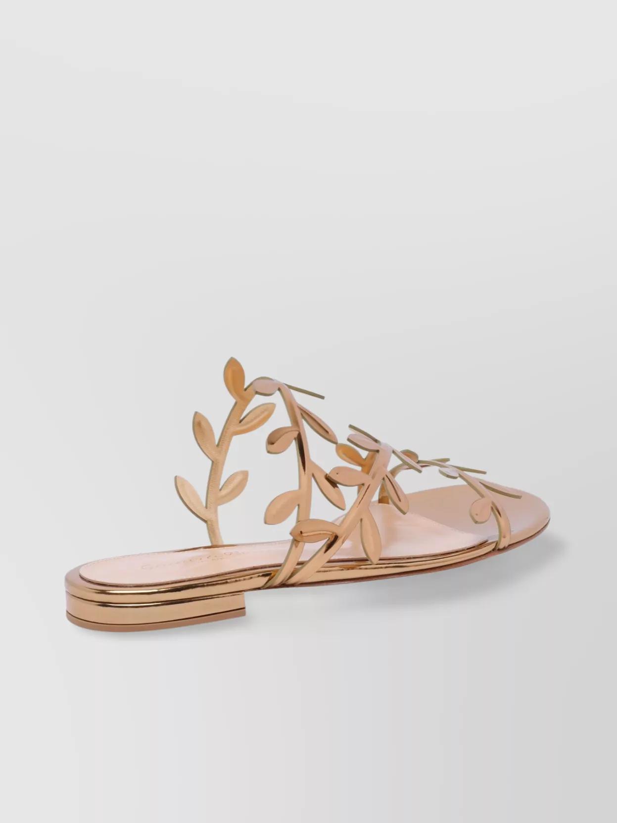 GIANVITO ROSSI Flavia Metallic Leather Sandals In Mekong Product Image