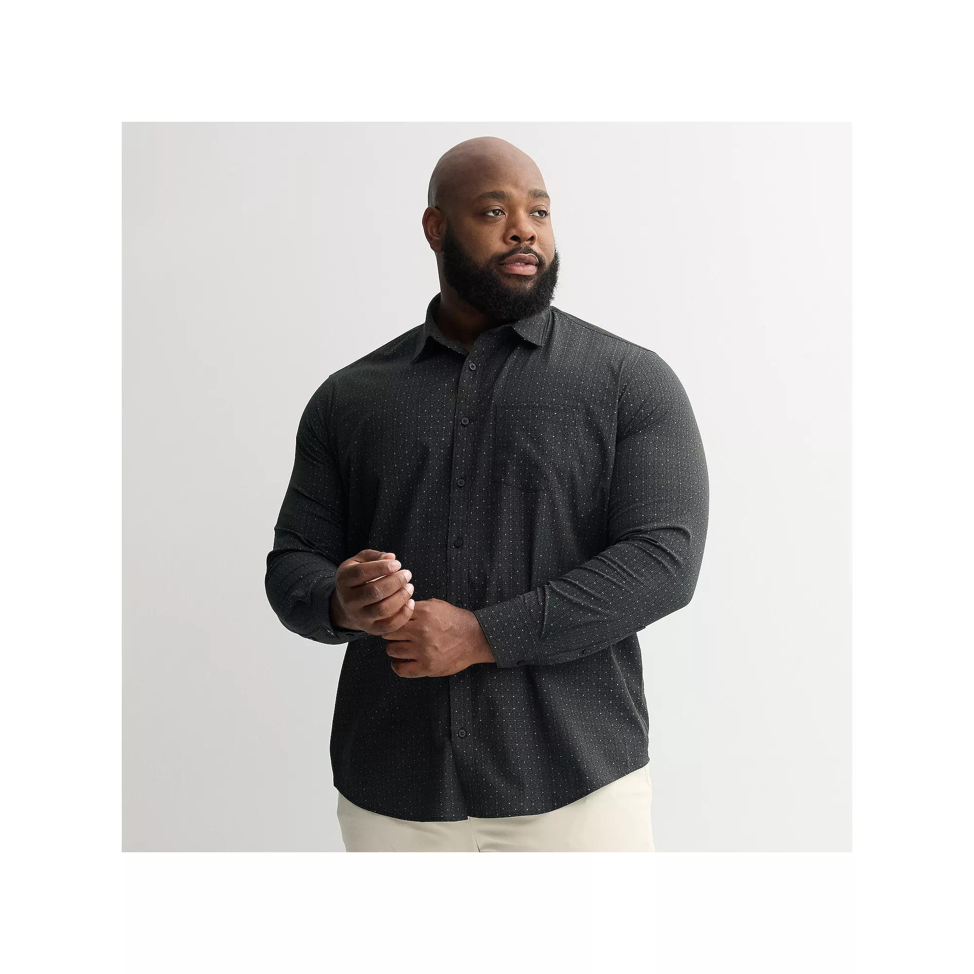 Big & Tall FLX Performance Untucked-Fit Long Sleeve Button Down Shirt, Men's,  Product Image