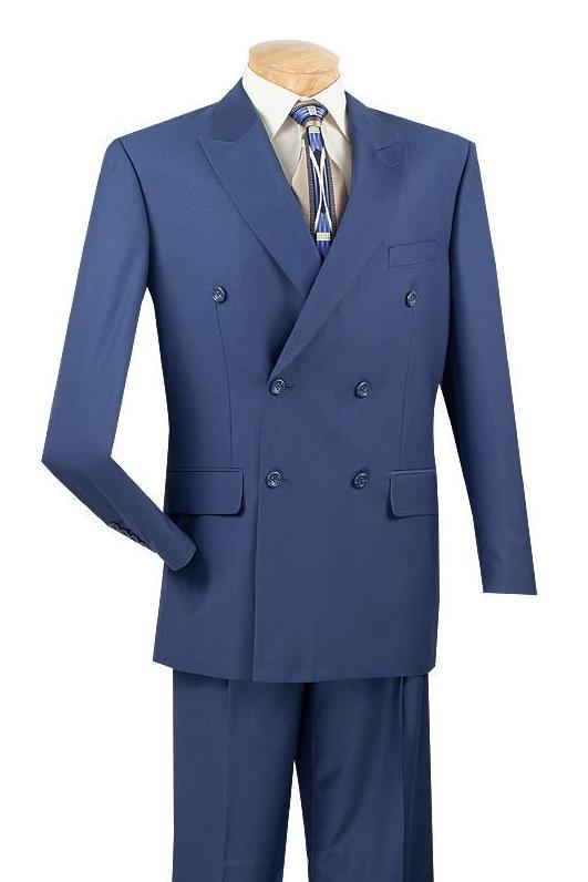 (36R, 40S, 44L, 52R, 58L) Double Breasted 2 Piece Suit Regular Fit in Blue Product Image