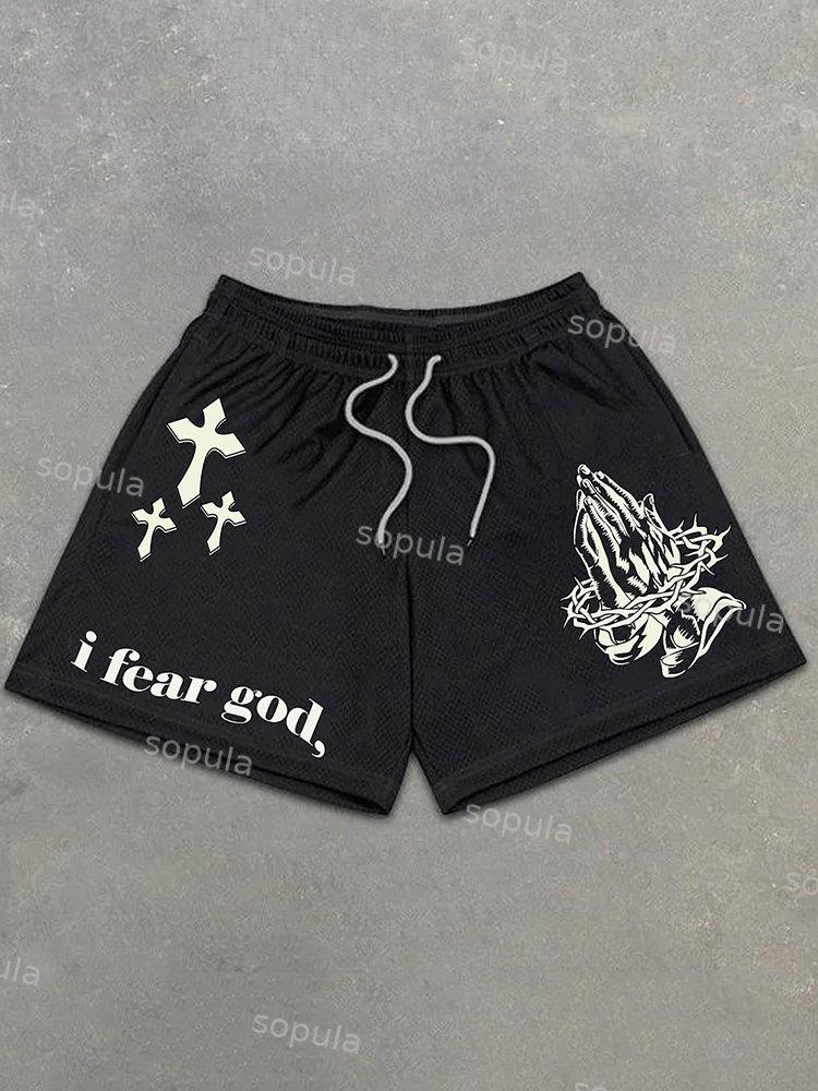 Sopula I Fear God Faith Graphic Print Mesh Shorts Product Image