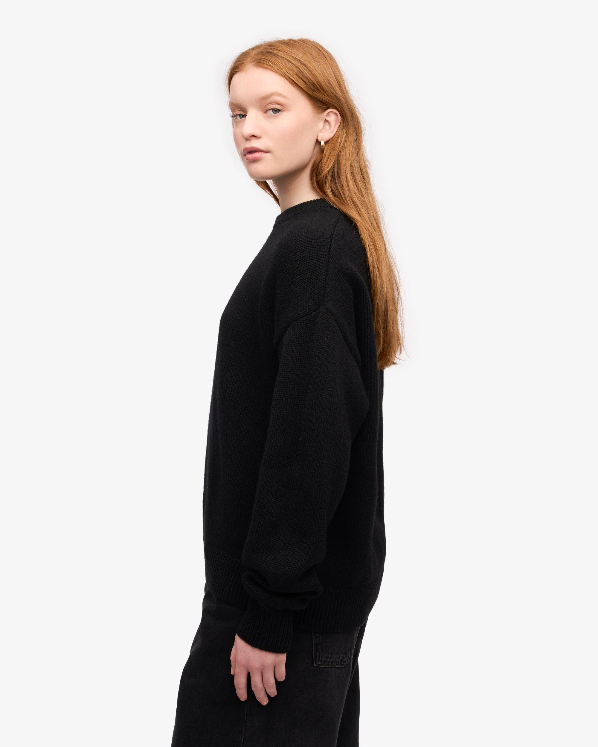 Oversized Merino Wool Crew - Navy Blue Product Image