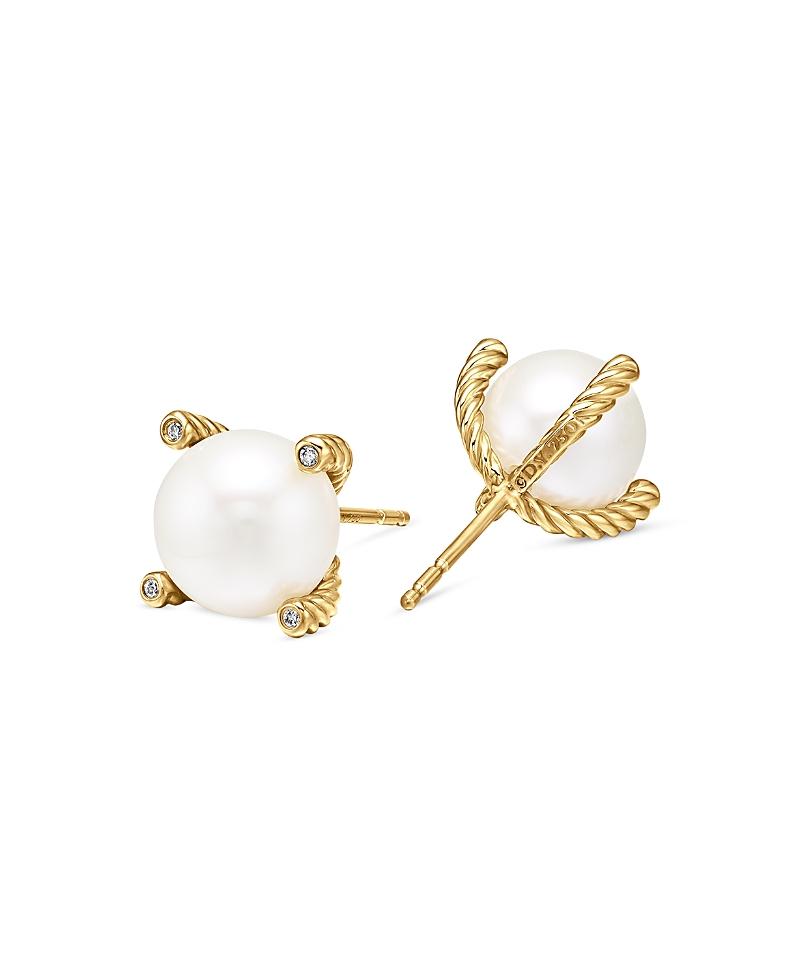 Womens Pearl Stud Earrings in 18K Yellow Gold Product Image