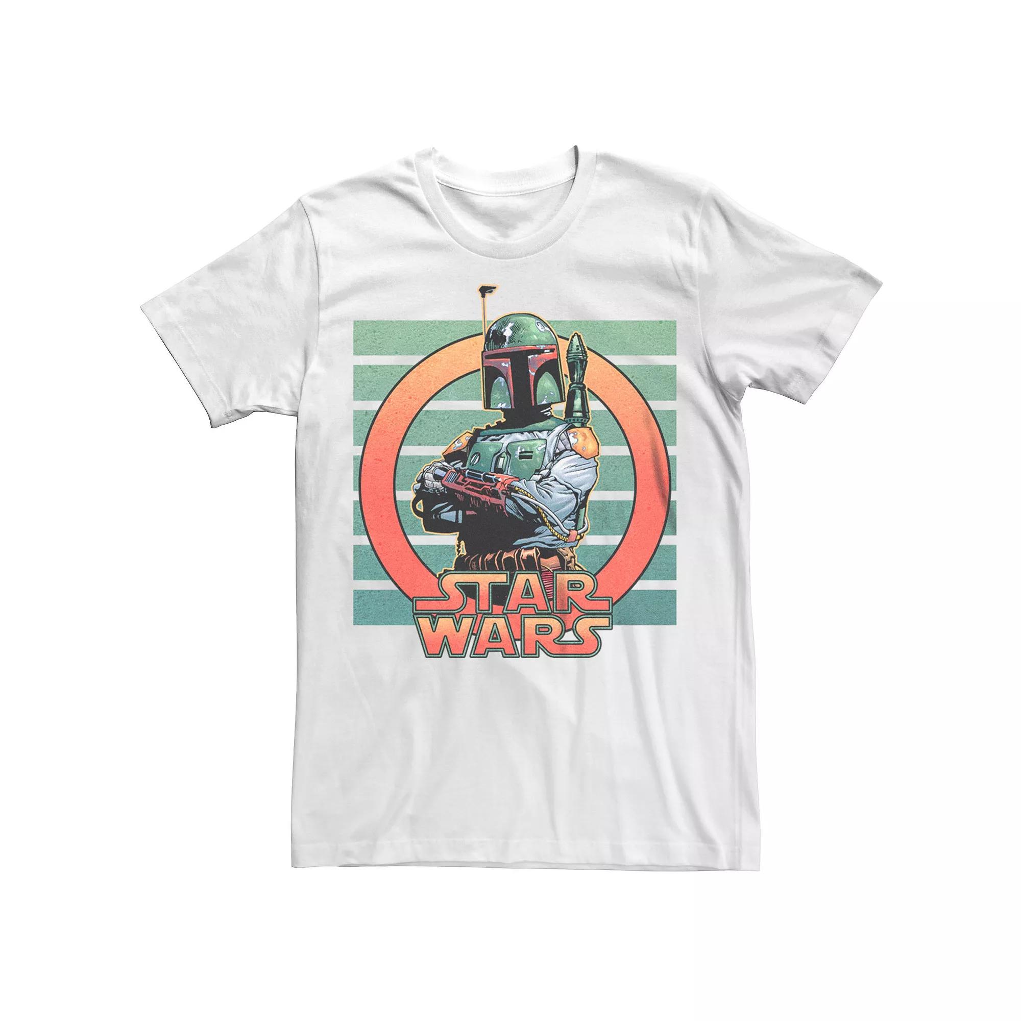 Men's Star Wars Empire Strikes Back Boba Fett Stripes Circle Portrait Graphic Tee,  Product Image