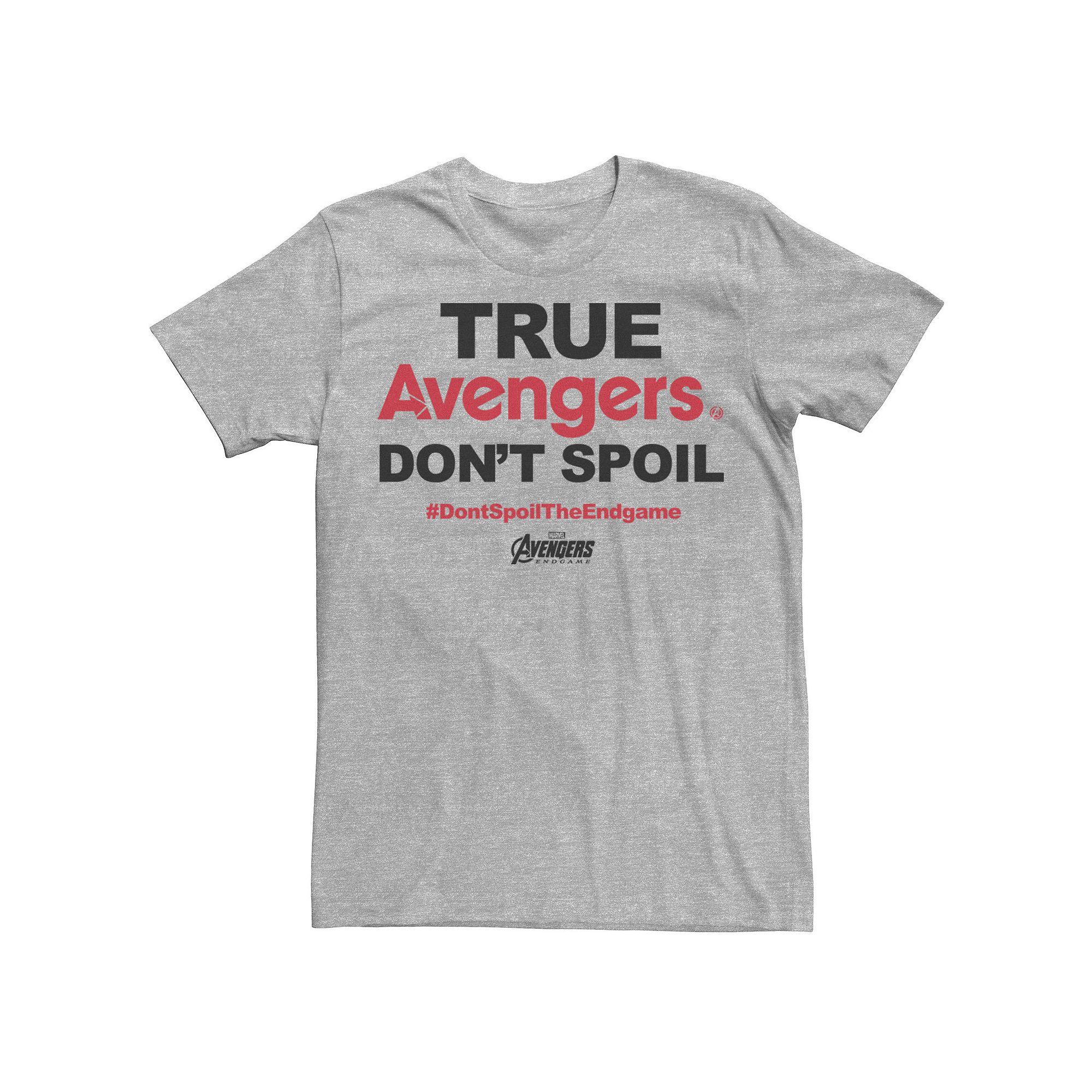 Men's Marvel Avengers Endgame True Avengers Don't Spoil Tee, Size: Large, Athletic Grey Product Image