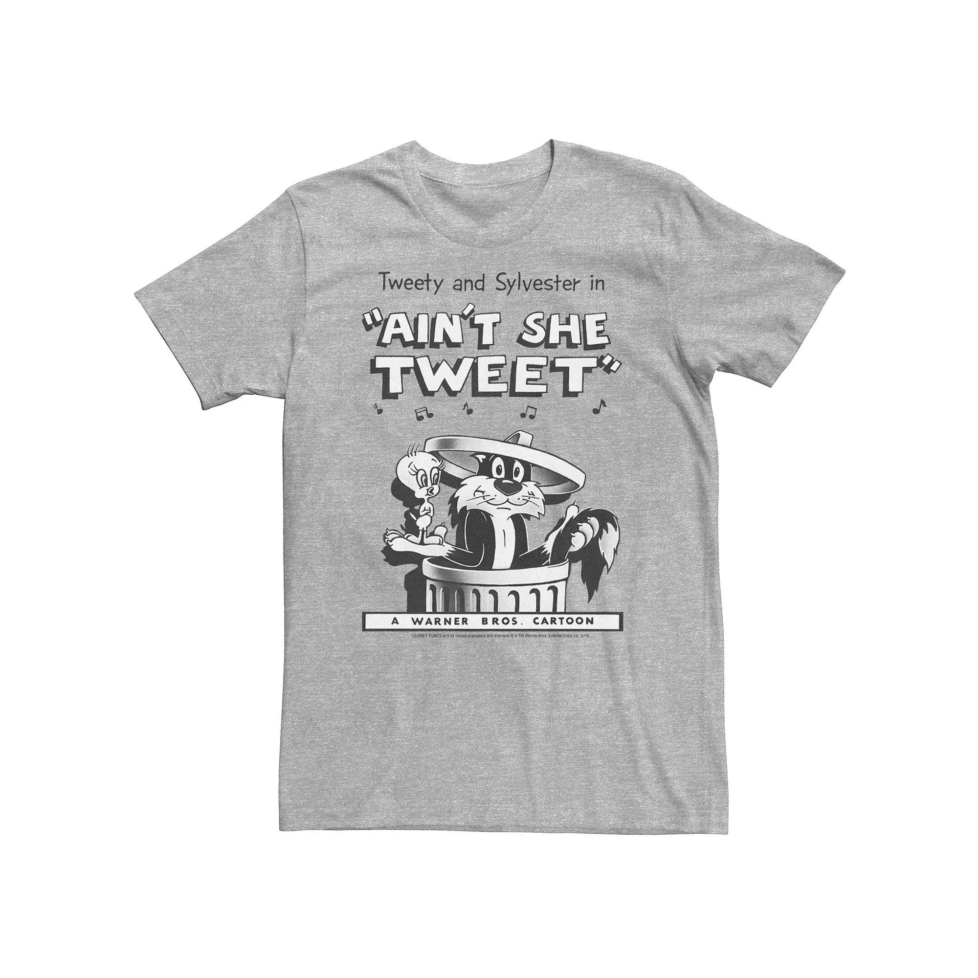 Big & Tall Looney Tunes Sylvester & Tweety Ain't She Tweet Tee, Men's, Size: Large Tall, Athletic Grey Product Image