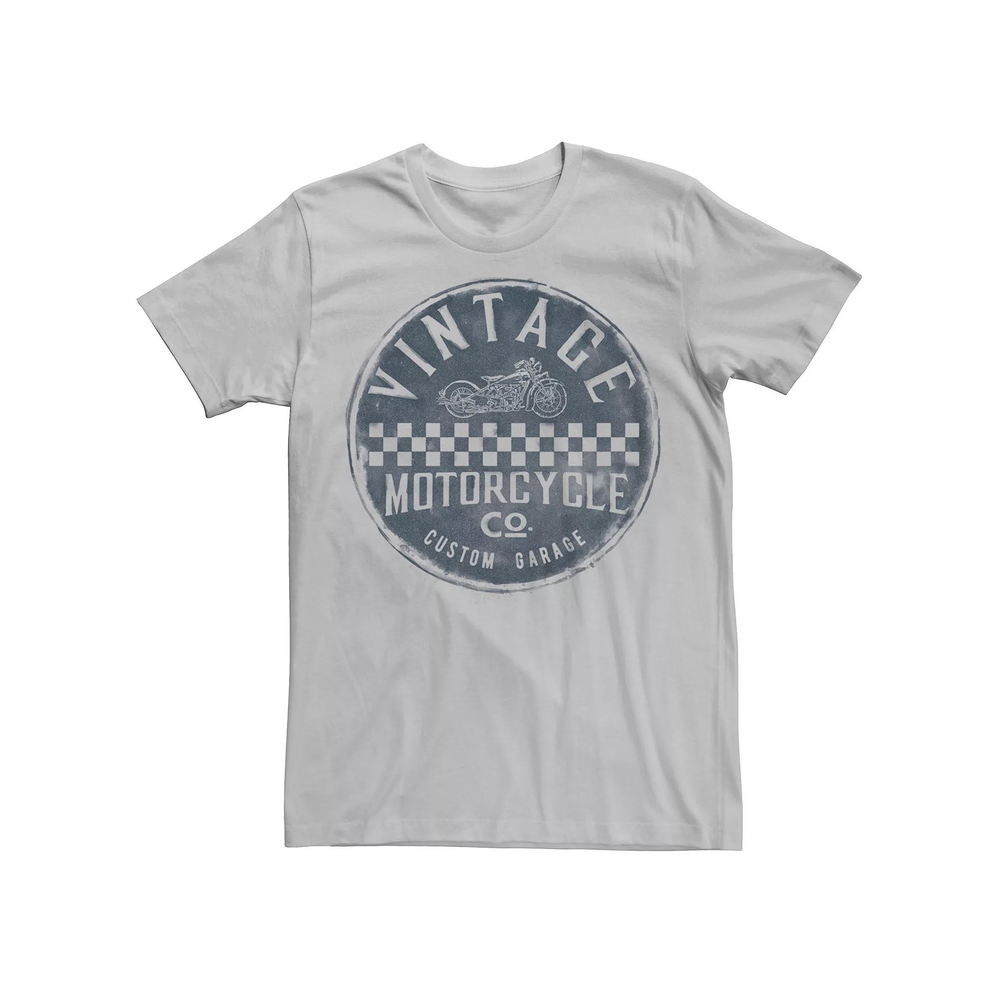 Men's Vintage Motorcycle Co. Custom Garage Bike Circle Distressed Graphic Tee, Size: Large, Silver Product Image