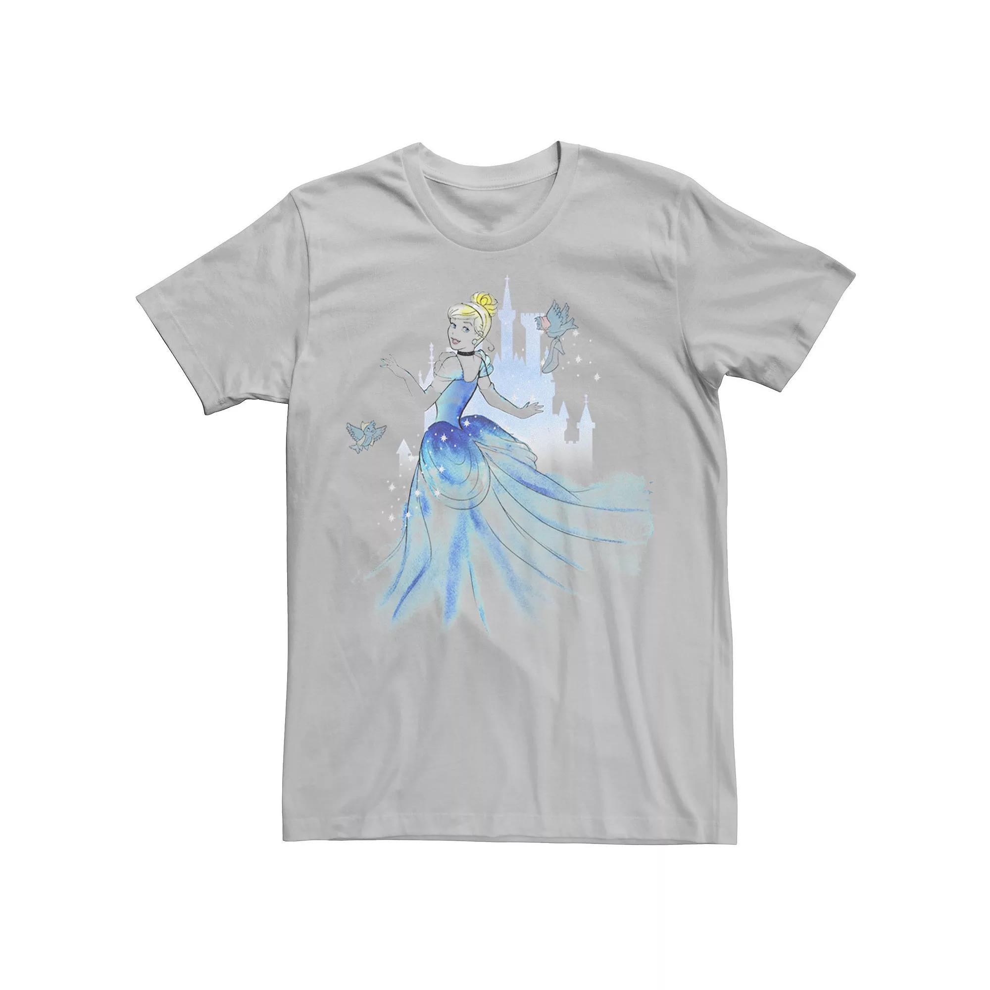 Disney's Cinderella Birds & Castle Watercolor Art Men's Tee,  Product Image