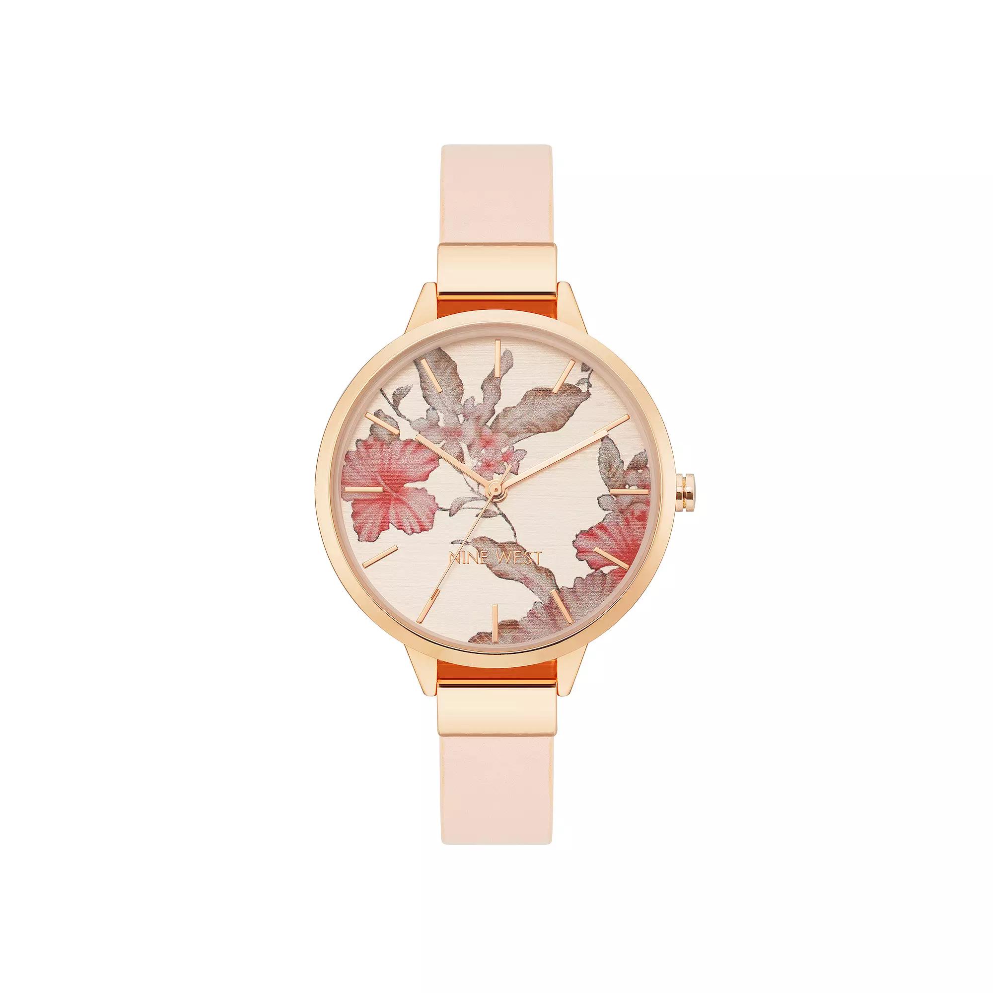 Nine West Women's Flower Dial Strap Watch, Size: Medium, Pink Product Image