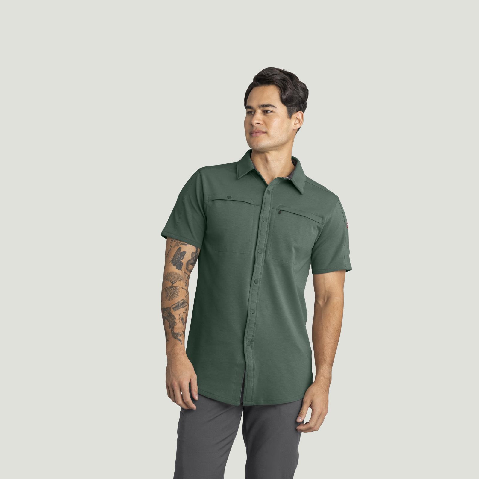Men's Snap Front Jersey Short Sleeve Work Shirt Product Image