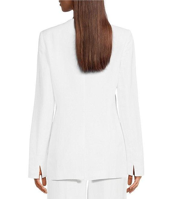 Calvin Klein Linen Blend Double Breasted V-Neck Long Sleeve Jacket Product Image
