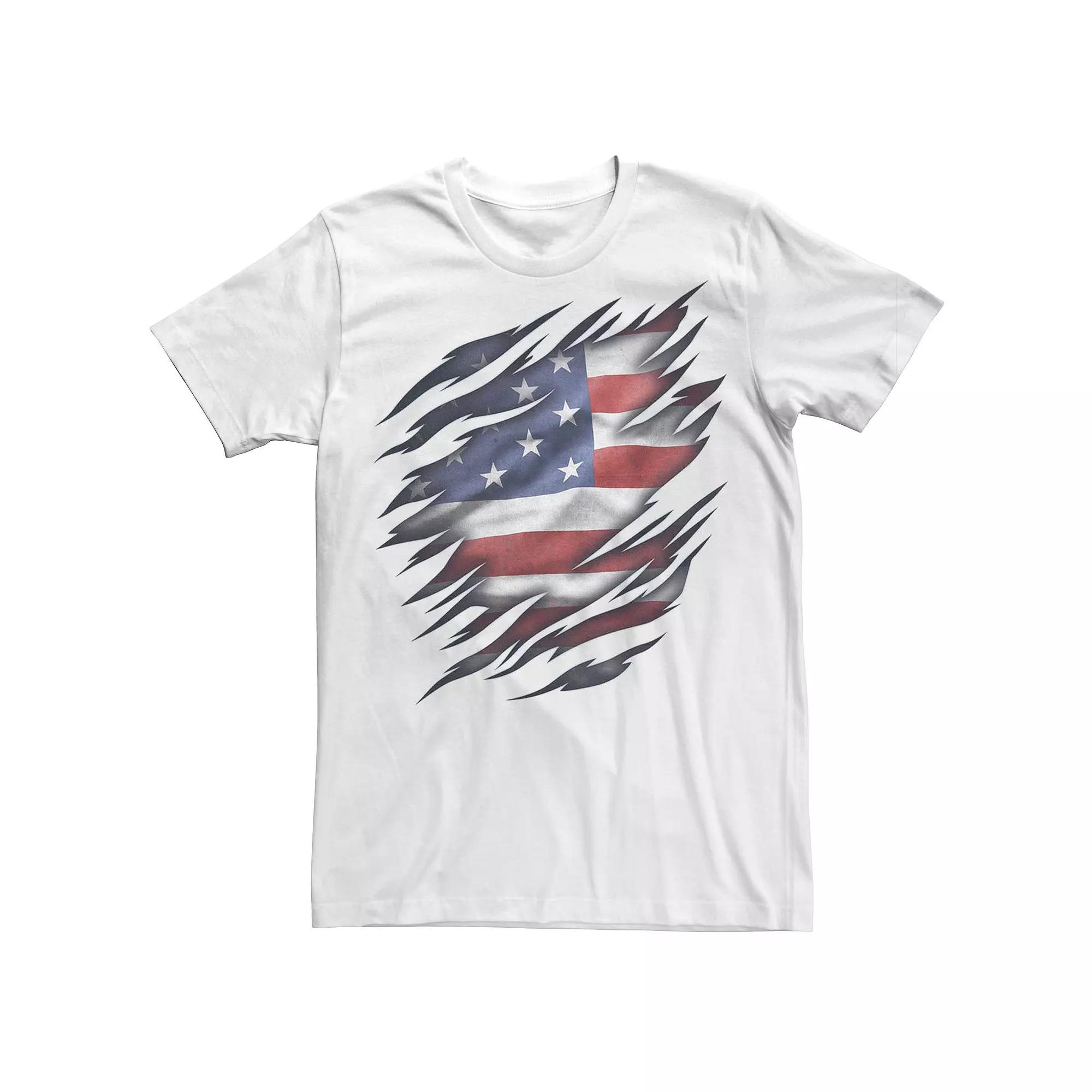Men's American Flag Rip Through Graphic Tee,  Product Image