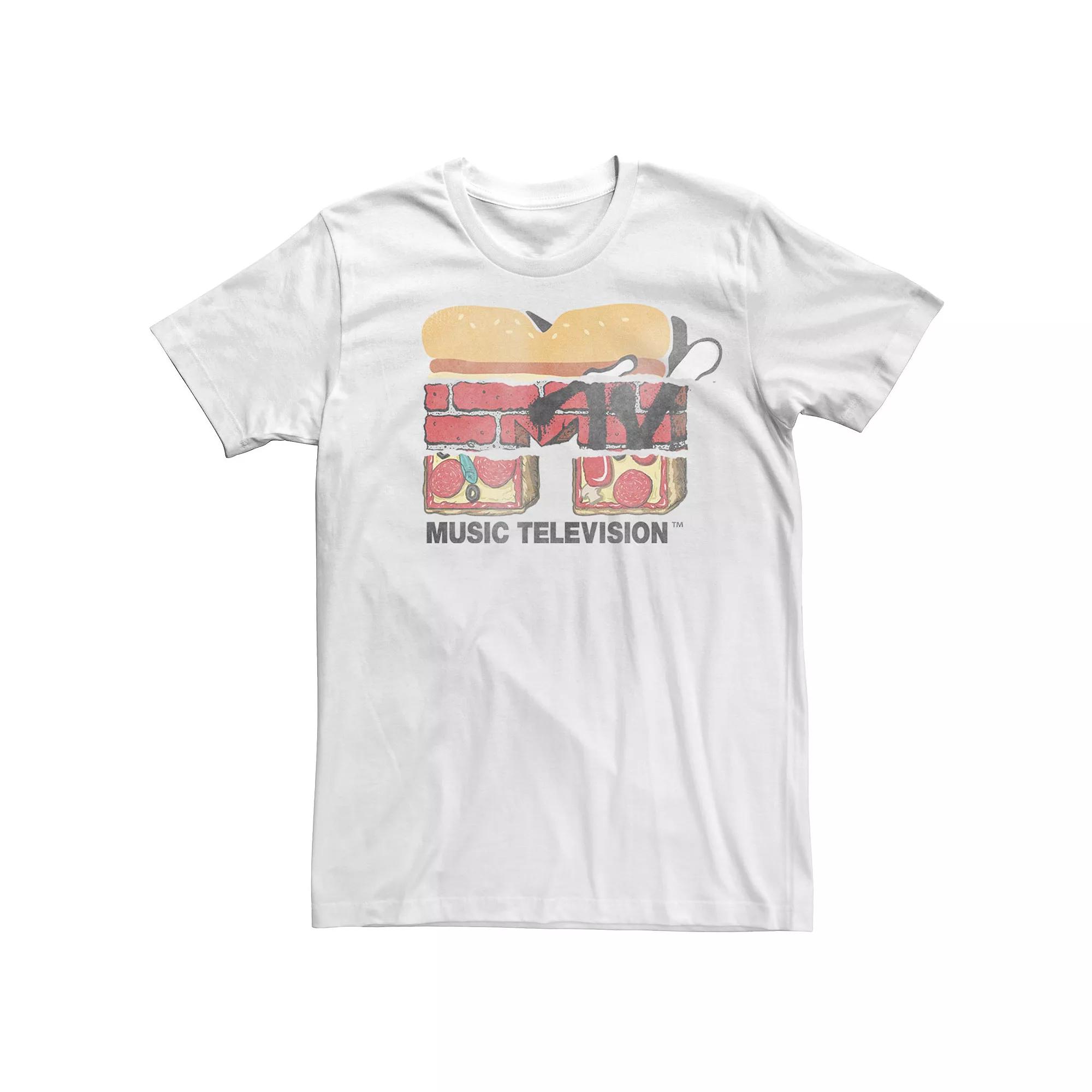 Men's MTV Faded Multi Fill Food Logo Short Sleeve Tee, Size: 3XL, White Product Image