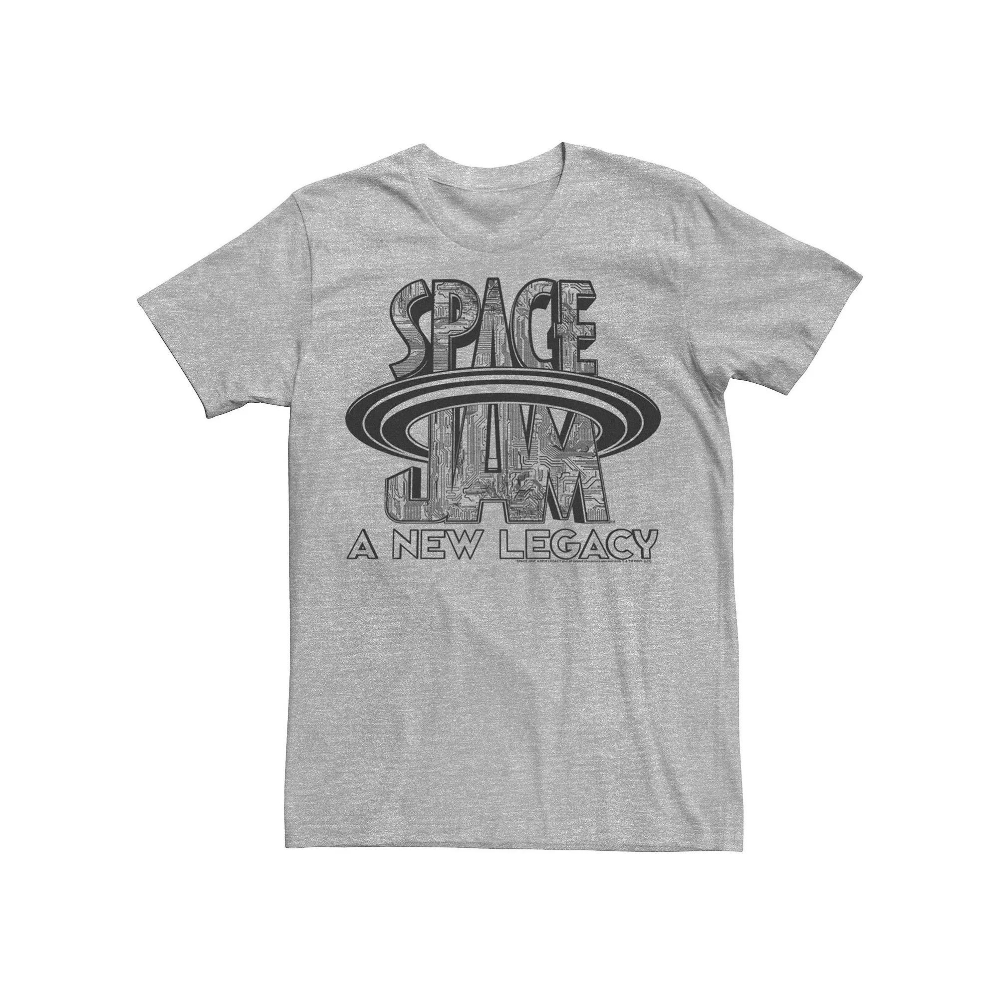 Men's Space Jam 2 A New Legacy Greyscale Distressed Logo Tee,  Product Image