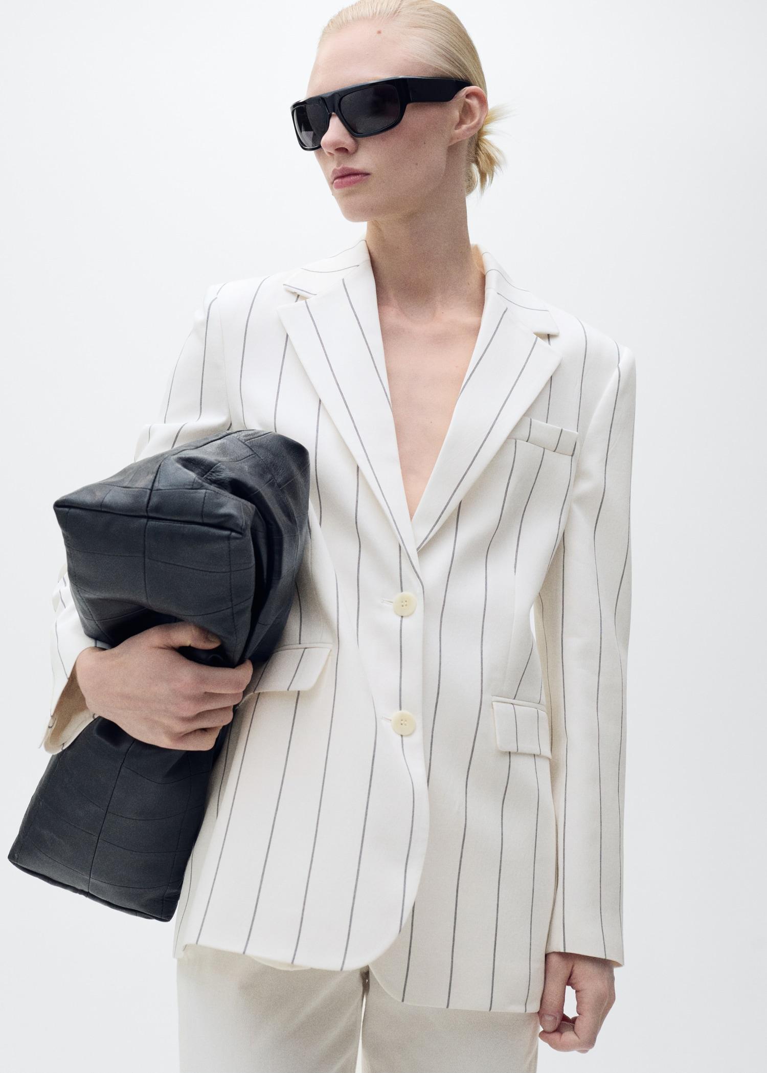 Pinstripe suit jacket - Women | MANGO USA Product Image