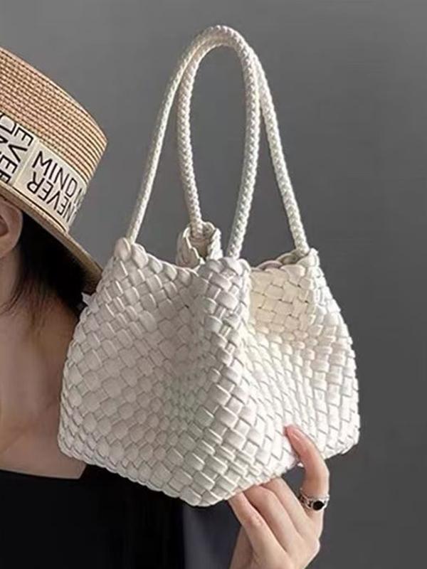 Solid Color Split-Joint Woven Bags Handbags Product Image