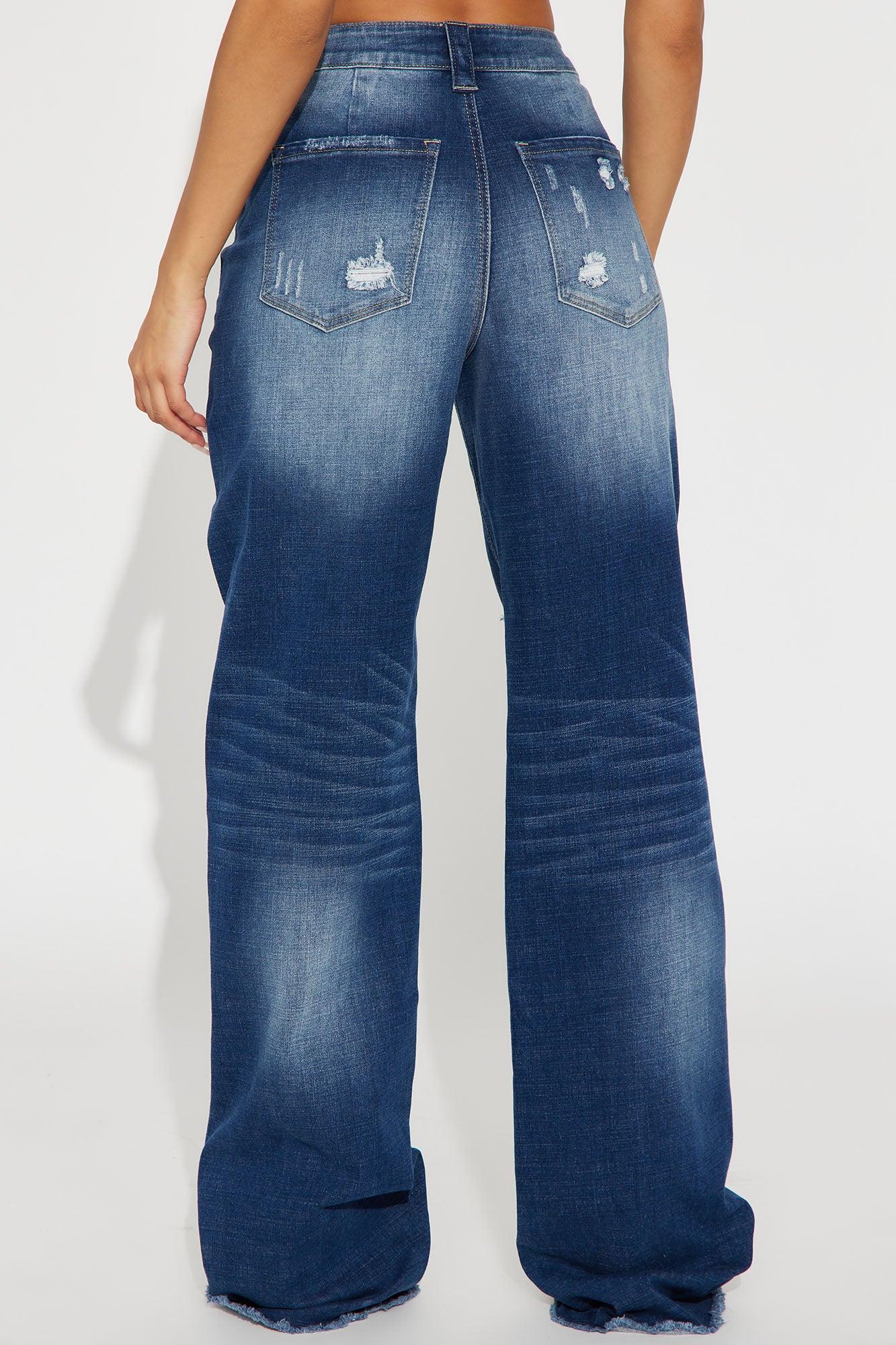 Tall Coldwater Canyon Stretch Ripped Wide Leg Jeans - Dark Wash Female Product Image