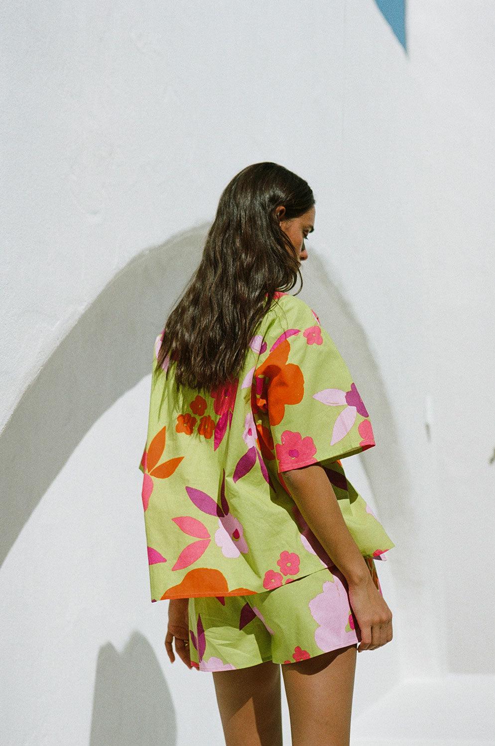 Thessy Shorts - Lime Floral Product Image