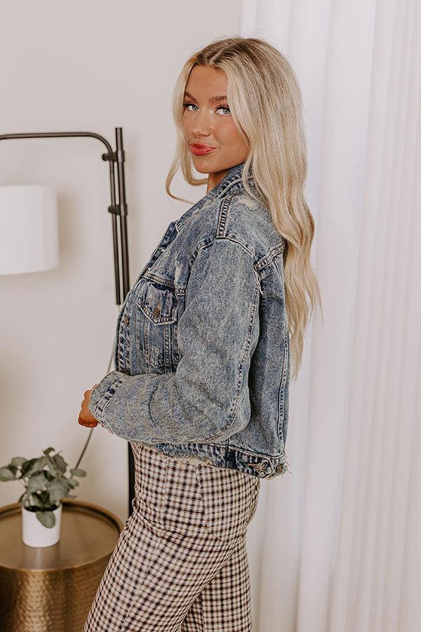 The Ronan Distressed Denim Jacket in Medium Wash Product Image