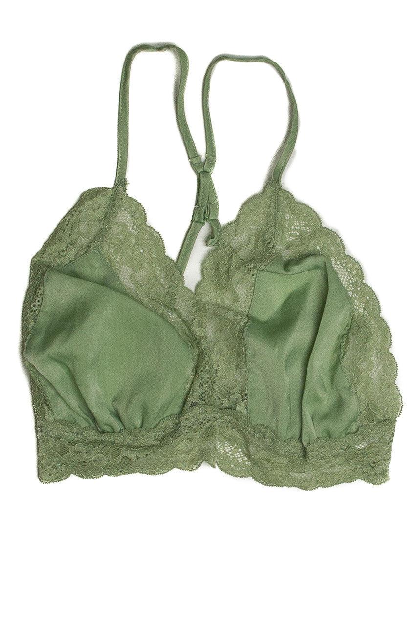 Green 90's Satin Lace Bralette Product Image