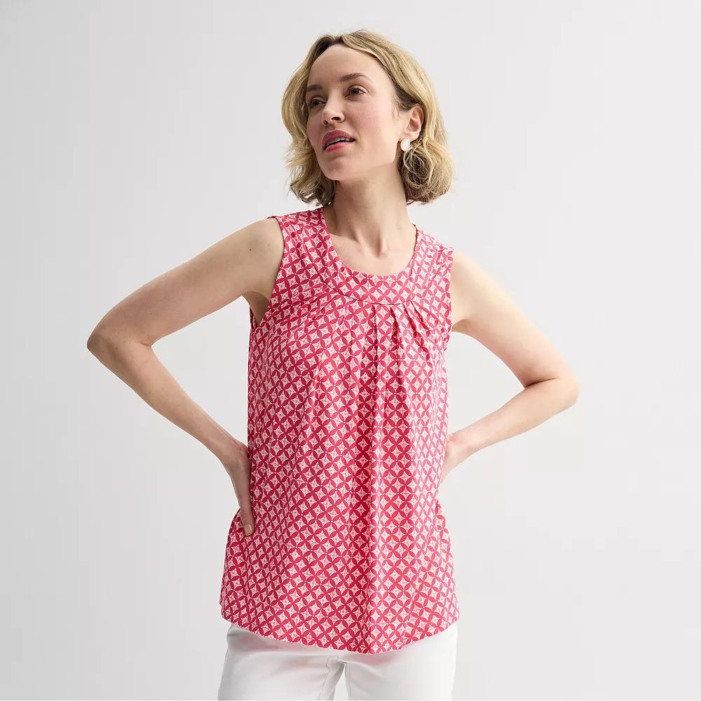 Petite Croft & Barrow® Pleated Tank Top, Women's,  Product Image