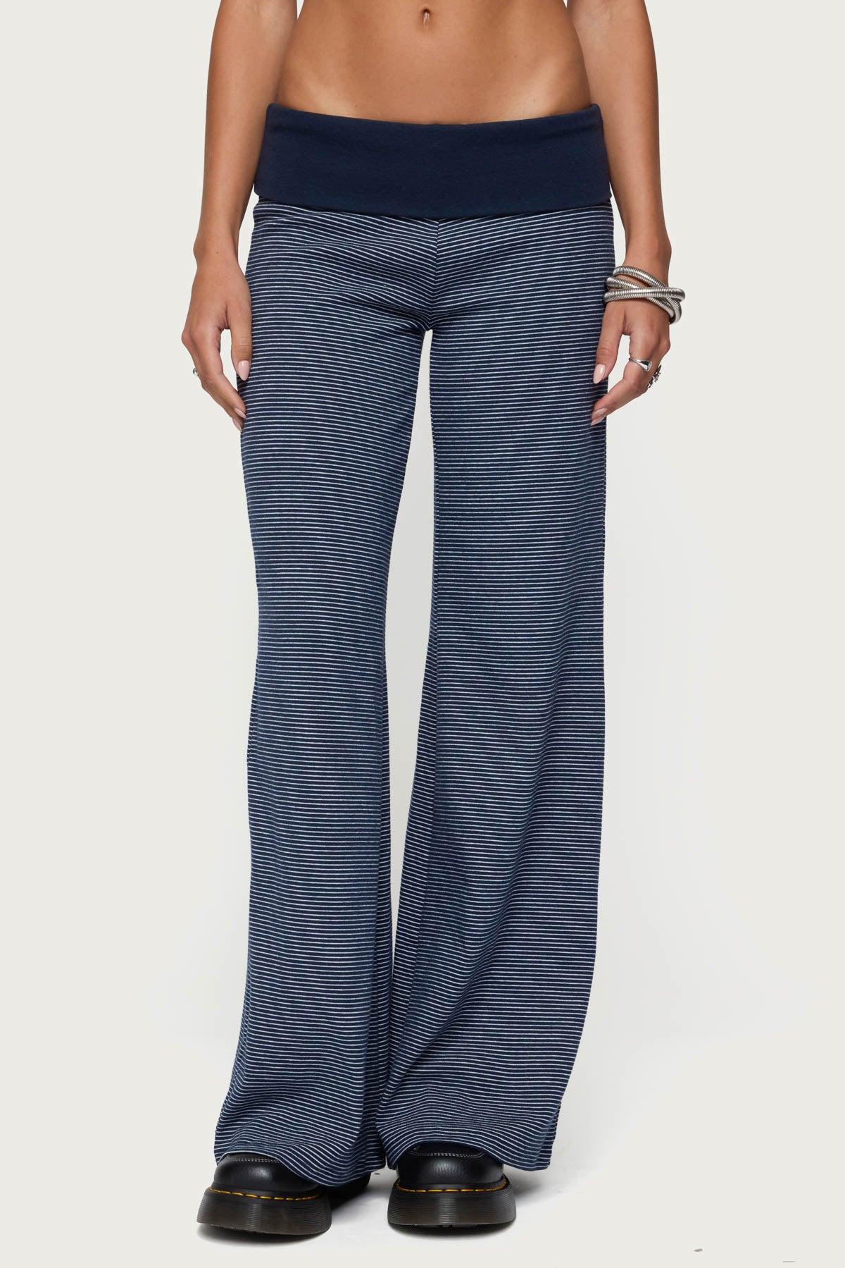 Amarna Striped Fold Over Pants Product Image