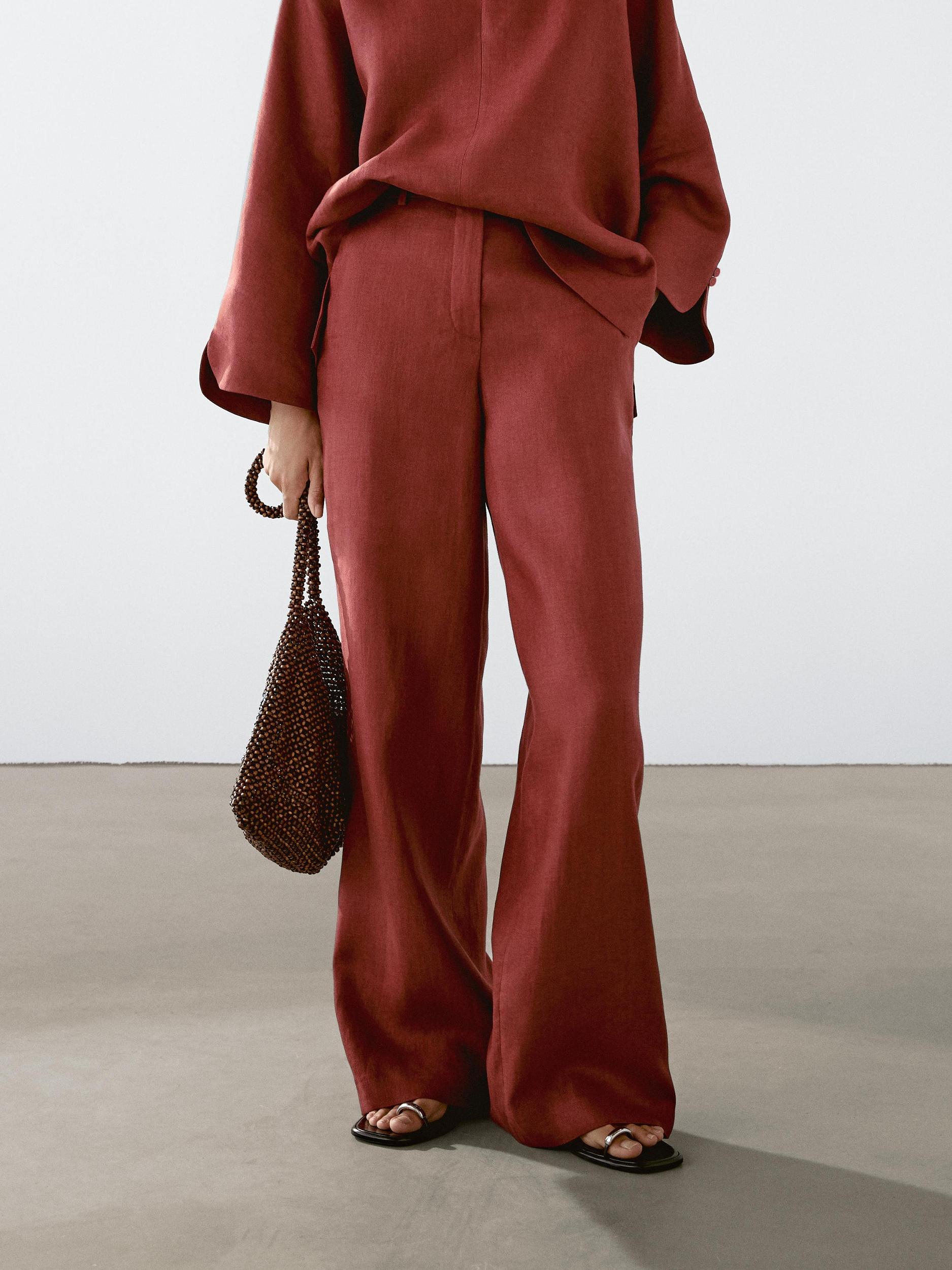 Flowing 100% linen trousers Product Image