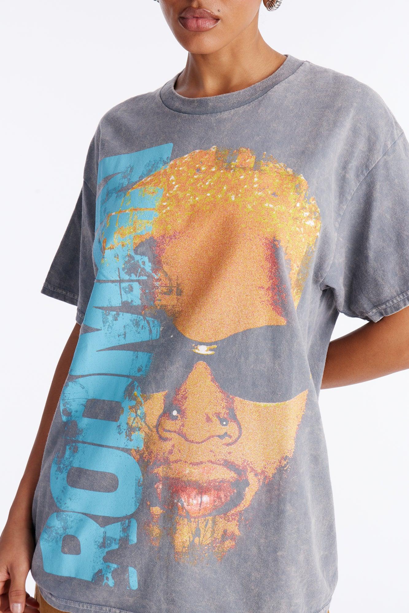 Dennis Rodman Vertical Washed Tee - Dark Grey Female Product Image