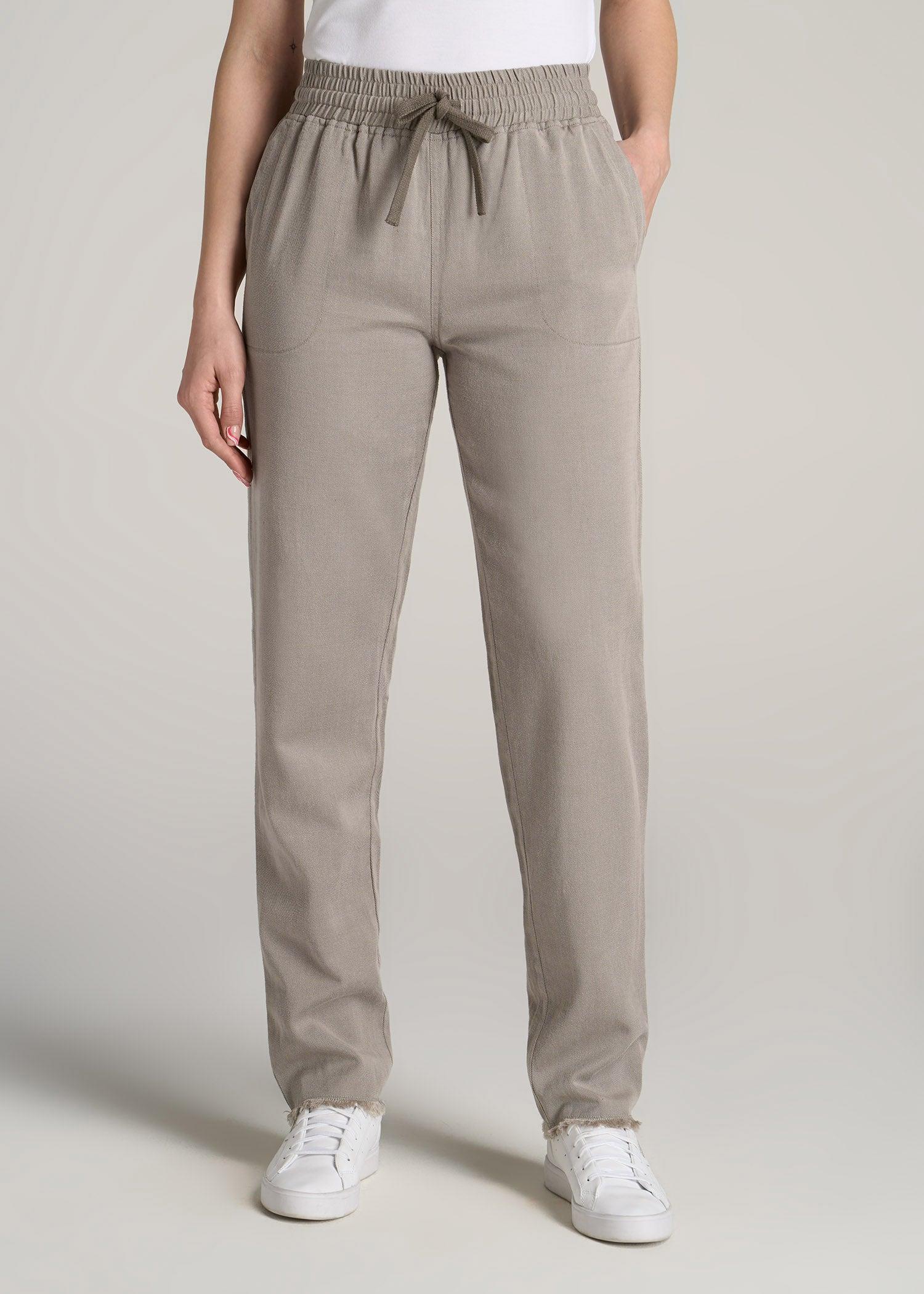 Patch Pocket Twill Pants for Tall Women in Taupe Grey Female Product Image