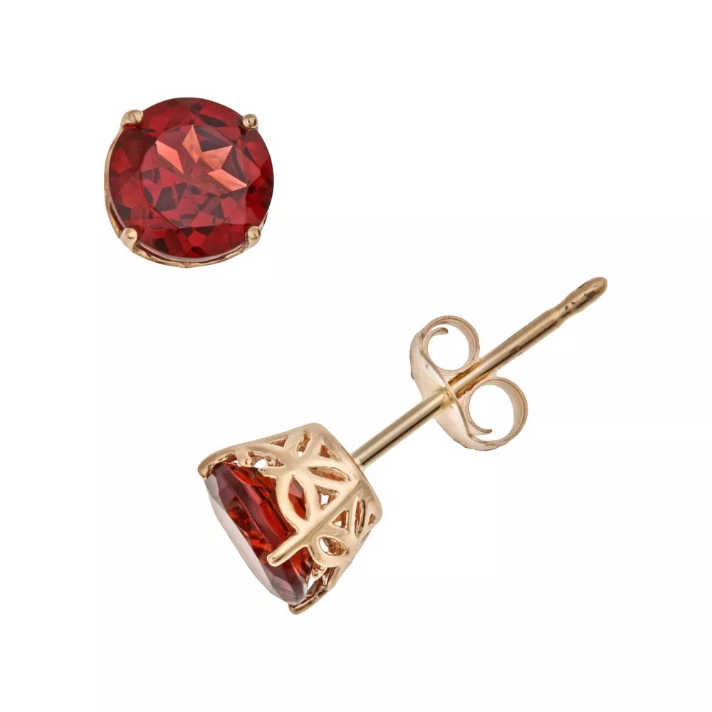 Celebration Gems 14k Gold Garnet Stud Earrings, Women's, Red Product Image