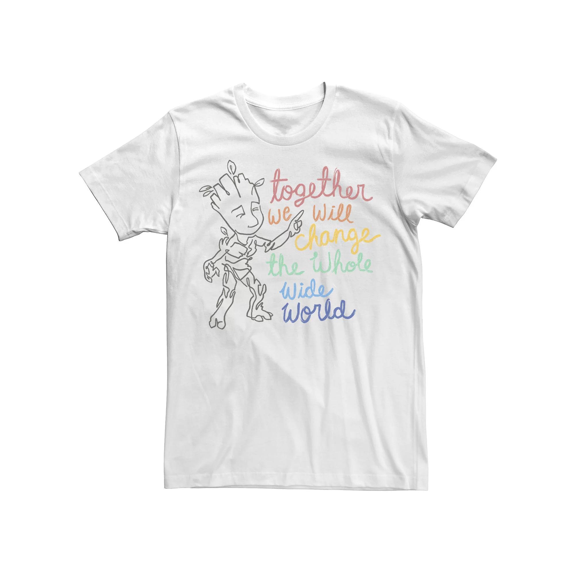 Men's Marvel Groot Together We Will Change The Whole Wide World Tee,  Product Image