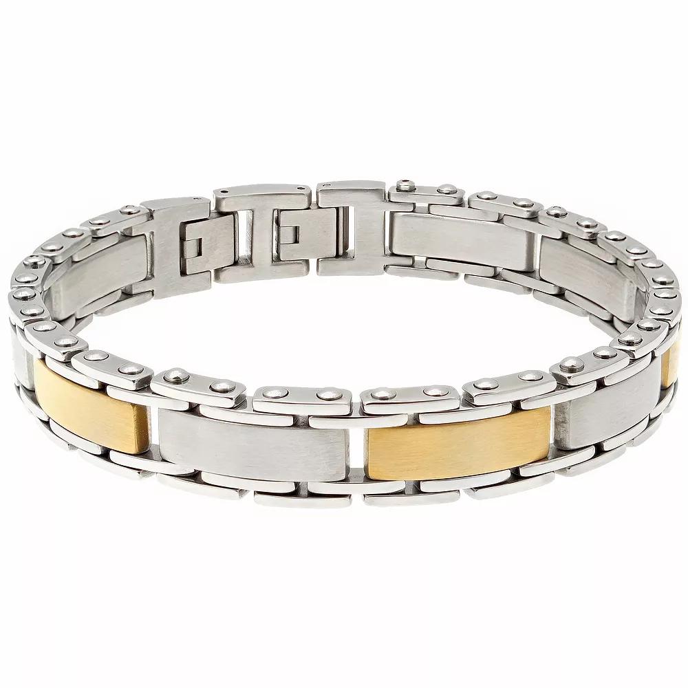 Men's LYNX Two Tone Stainless Steel Link Bracelet, Size: 8.5" Product Image
