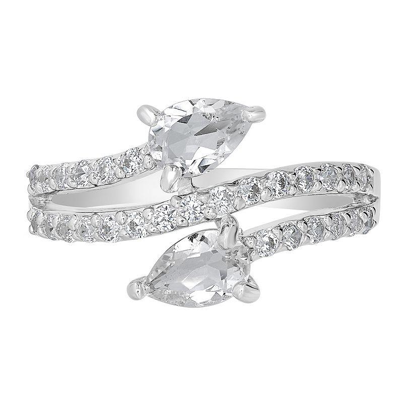 Gemistry Sterling Silver Stone & Cubic Zirconia Pear Bypass Ring, Women's,  Product Image