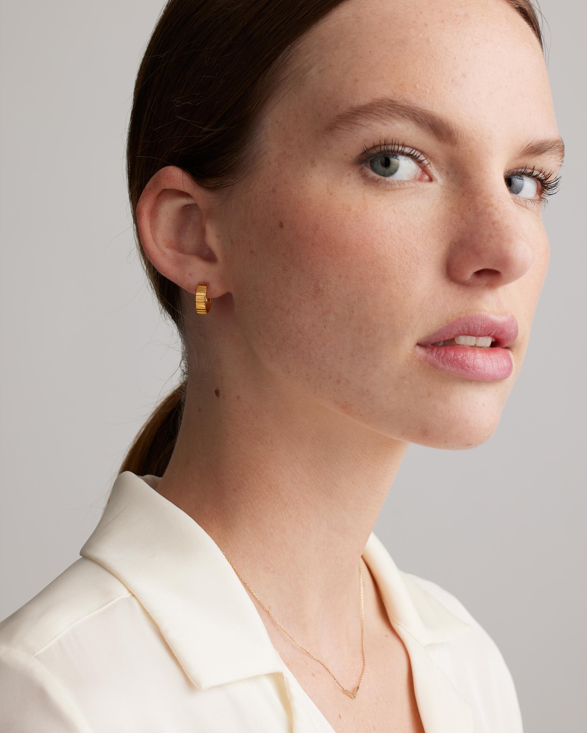 Quince | Women's Ridge Half Huggie Hoop Earrings Product Image