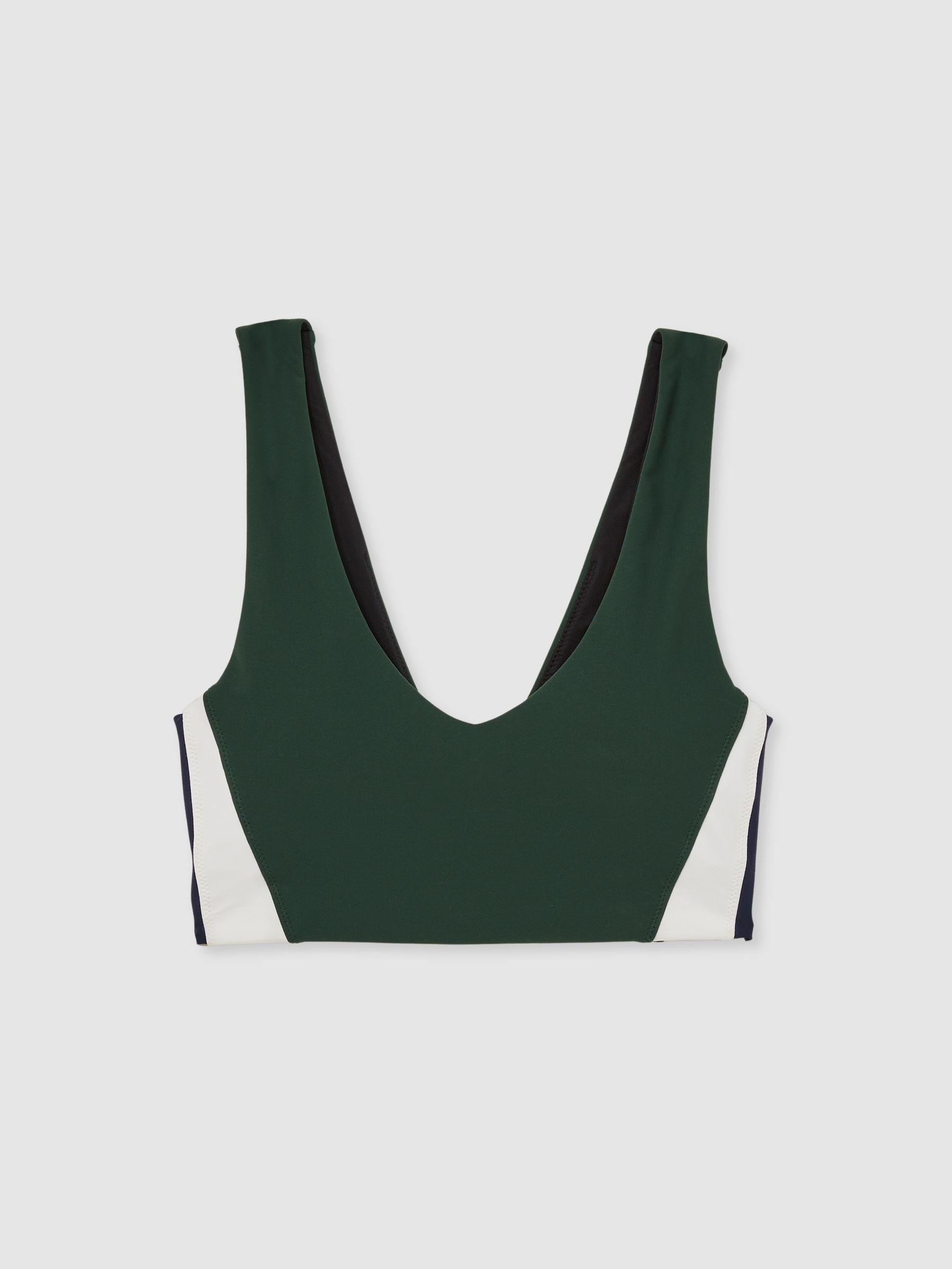 V-Neck Sports Bra in Green Product Image